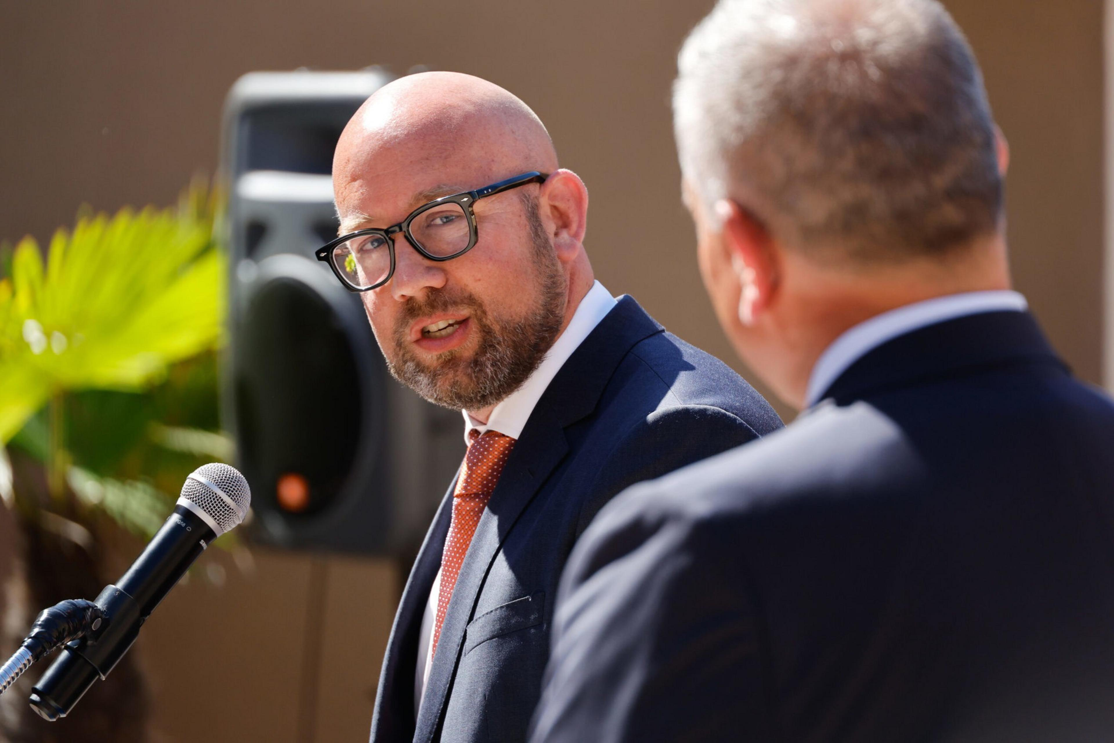 Supervisor Rafael Mandelman speaks during a press conference.