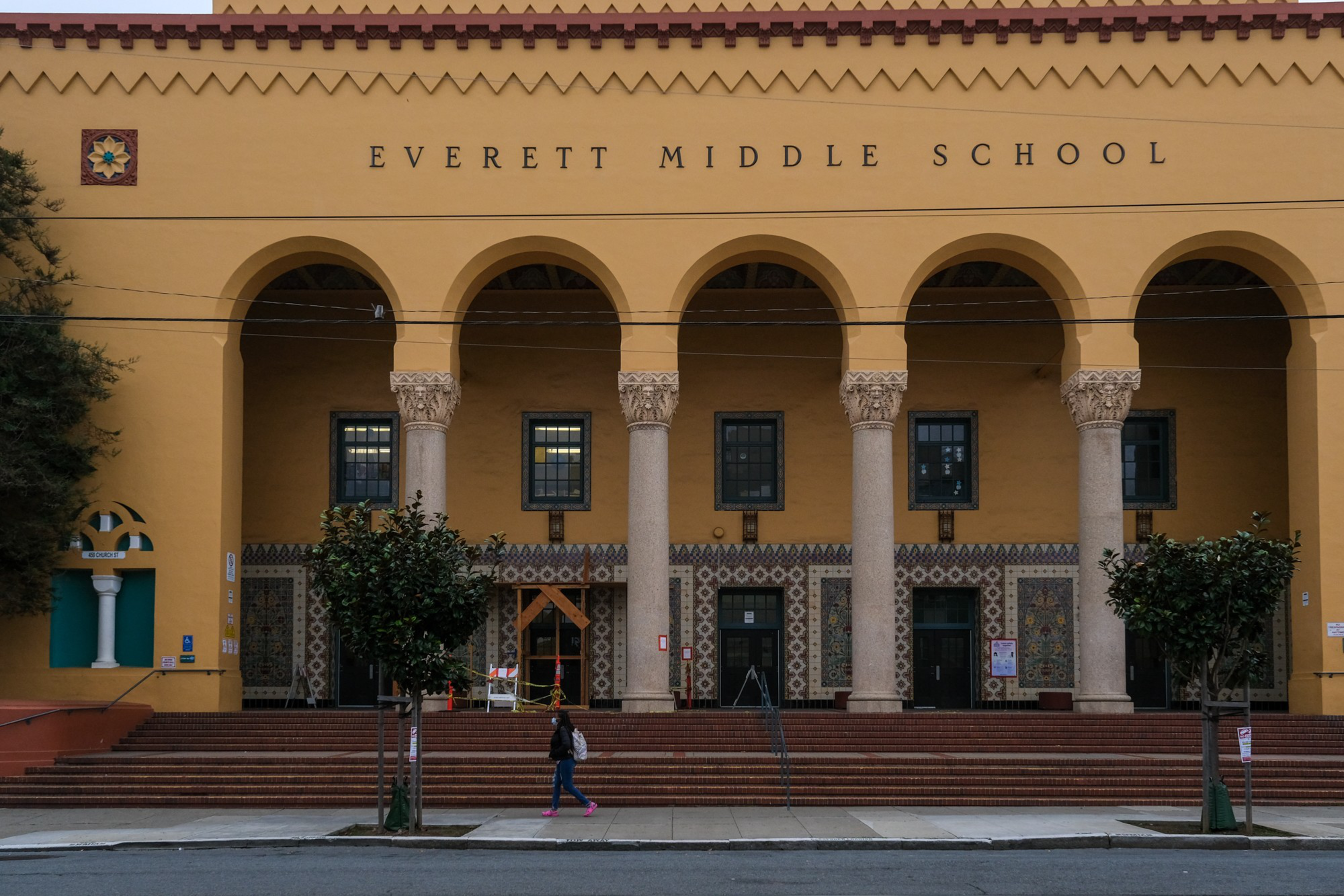 The outside of a school building.