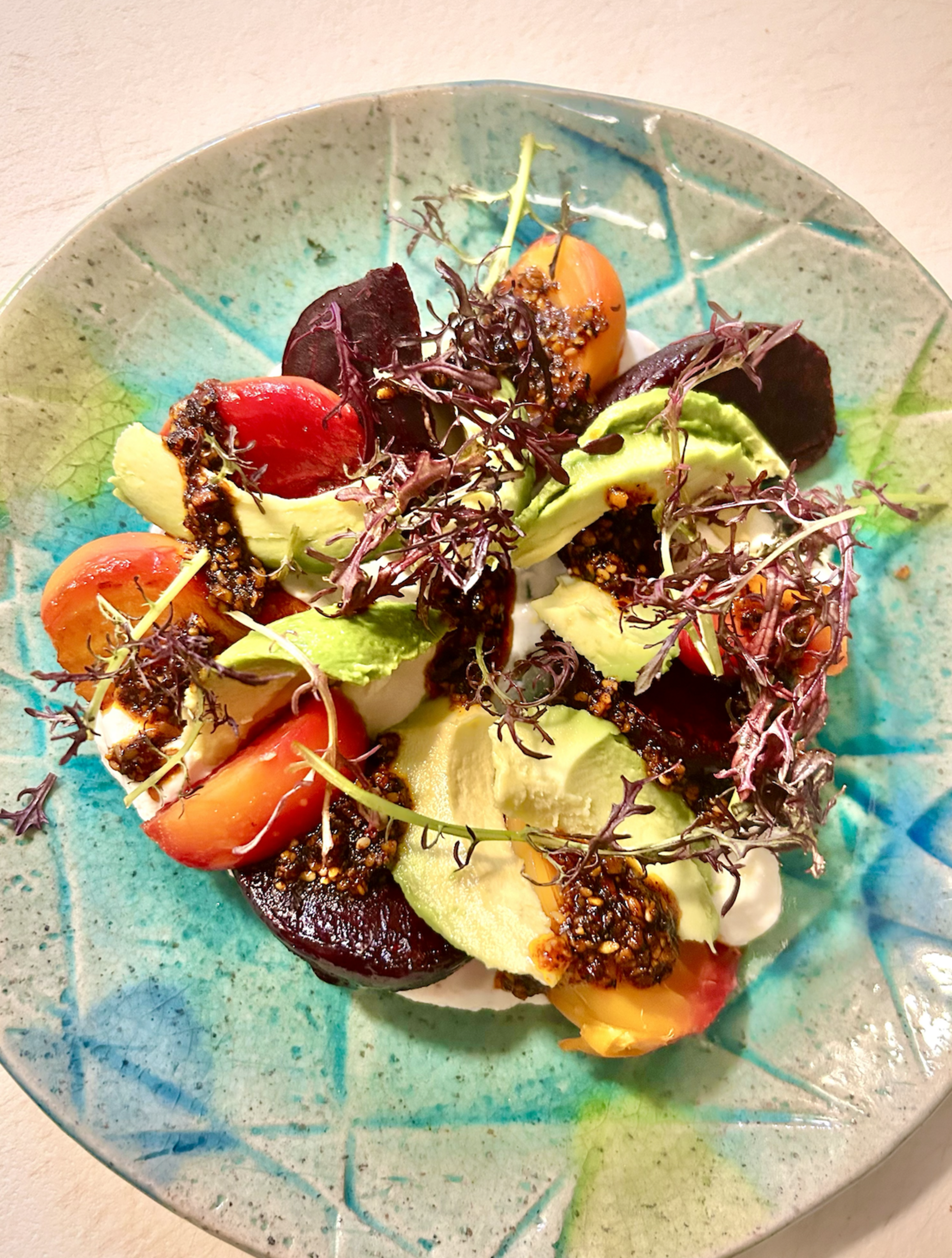 Beet salad with salsa macha and yogurt at 20 Spot