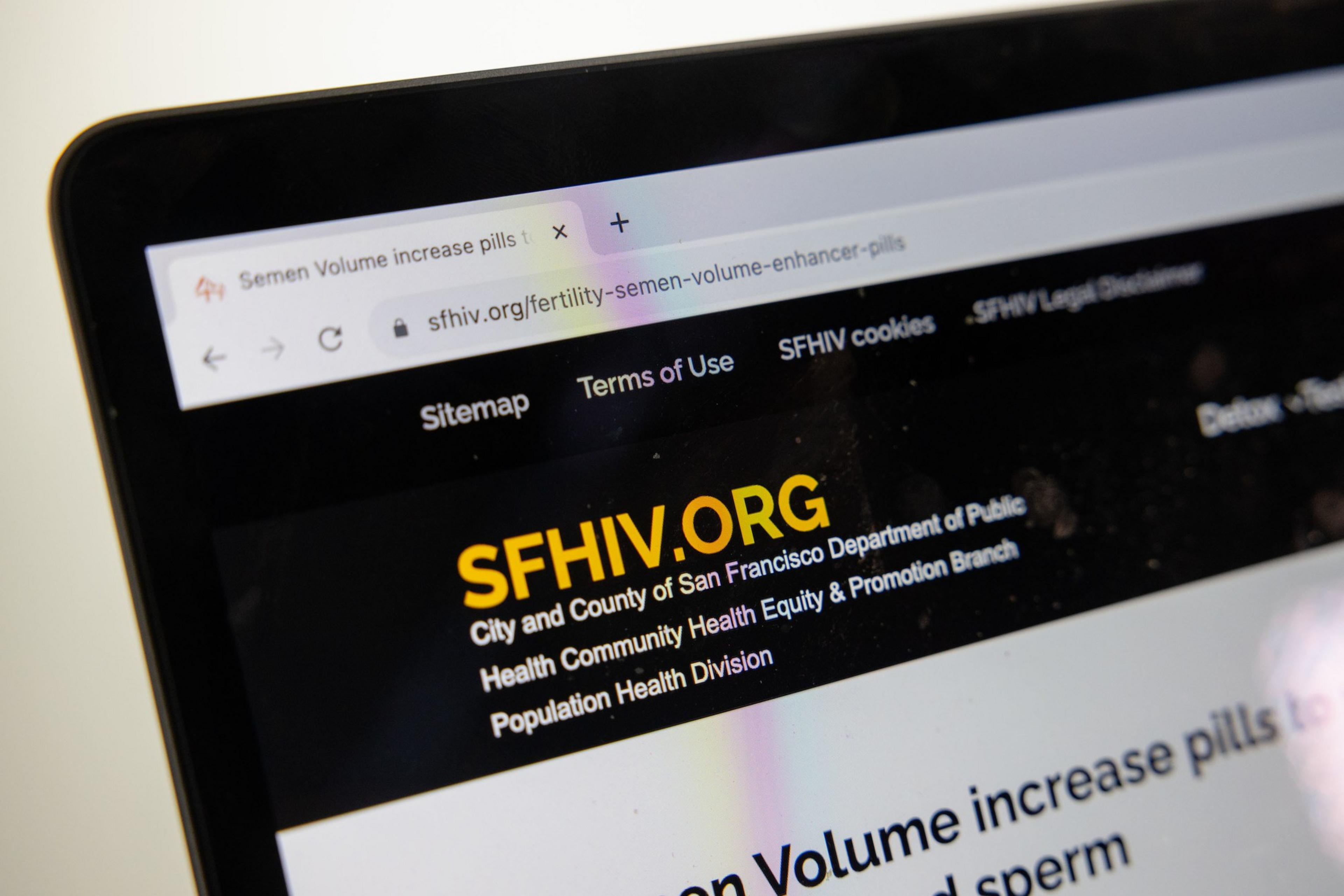 SFHIV.org suggests the city and county of San Franicsco is behind a website selling fertility pills to increase sperm count.