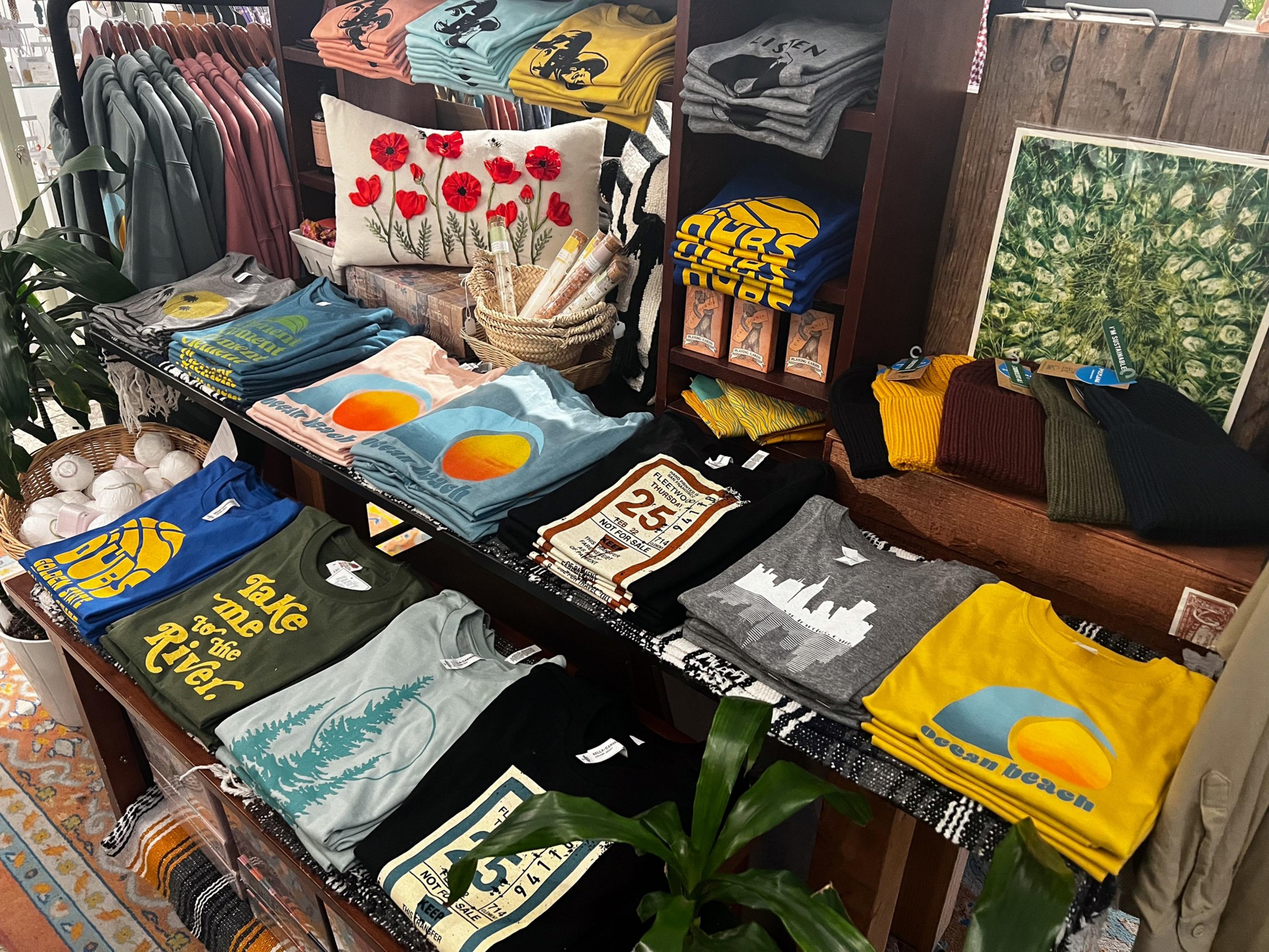 Items made by local San Franciscan makers are displayed at Fleetwood clothing store in San Francisco