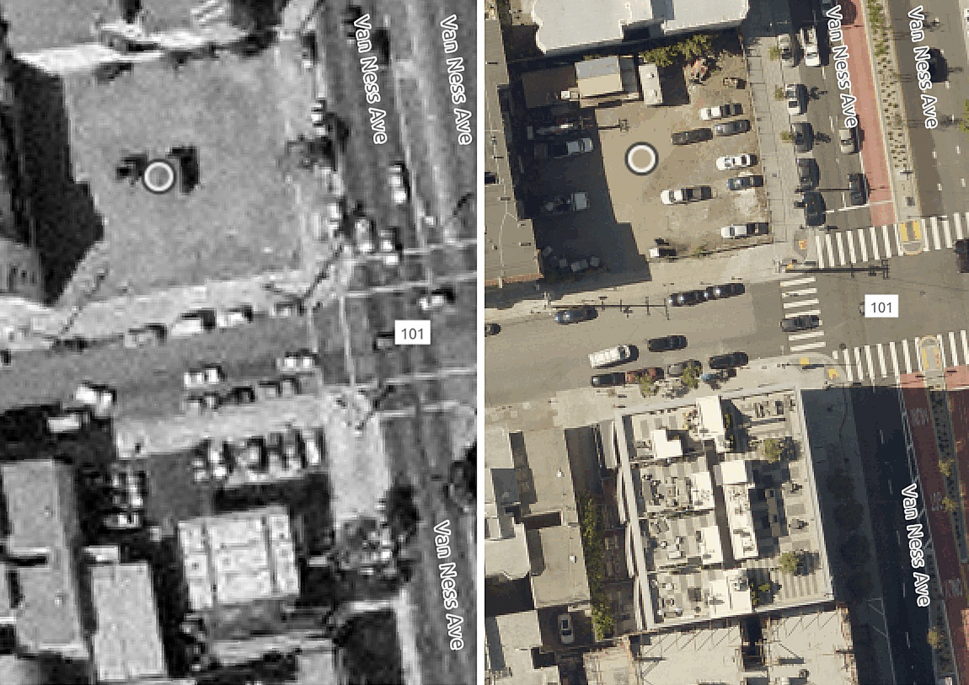 A side-by-side composite photo shows a plot of land that's been empty for over 30 years.
