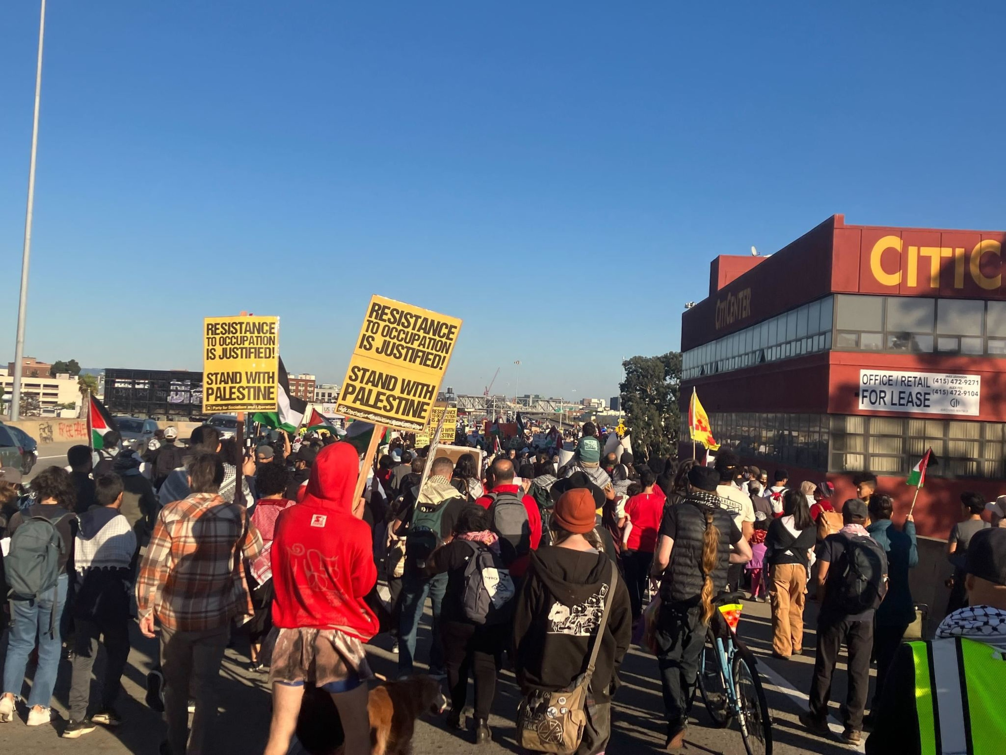 The rally came a day after a near-total communications blackout and perhaps the heaviest Israeli bombardment of the Gaza Strip since the invasion began. 