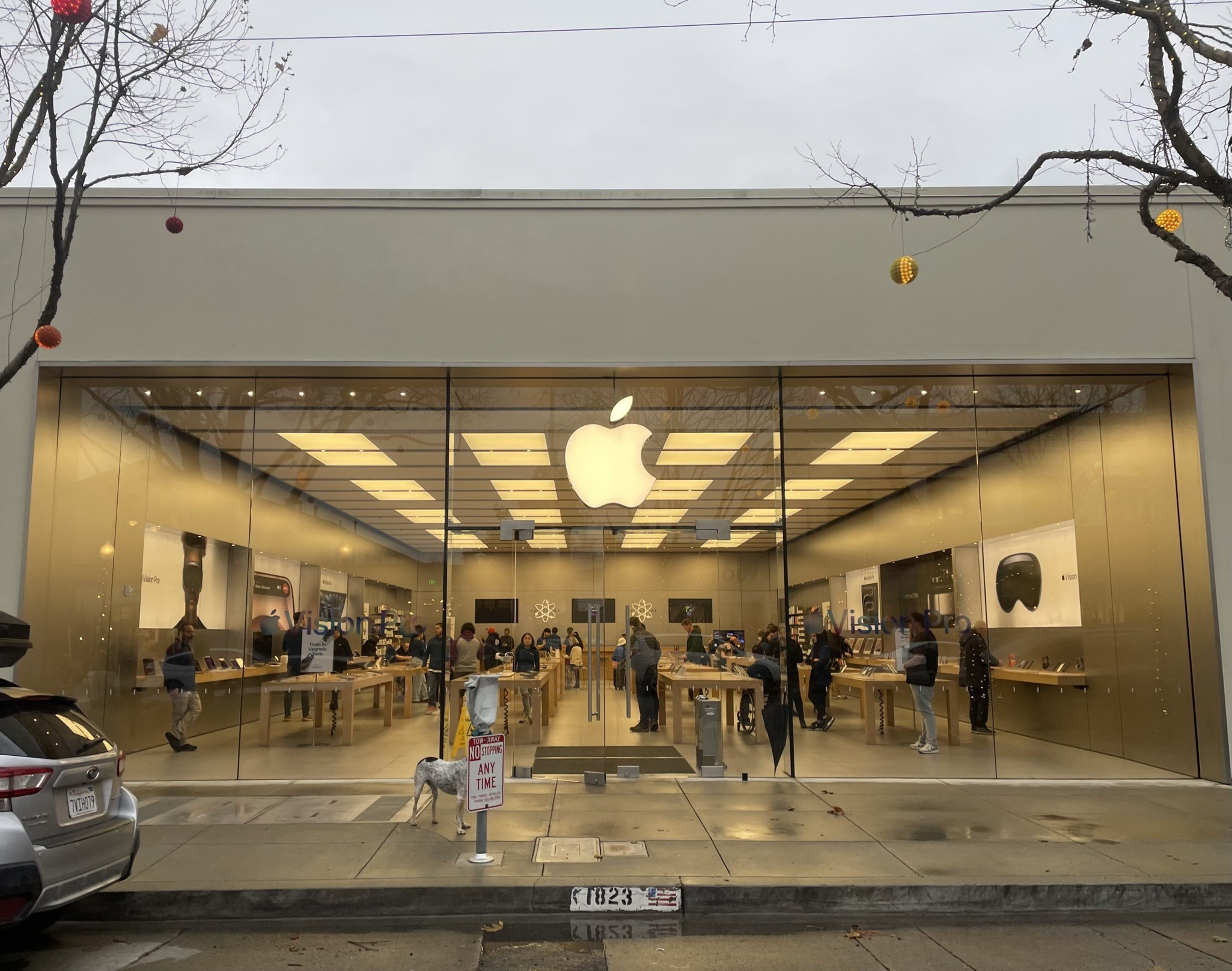Customers shop in an Apple Store.
