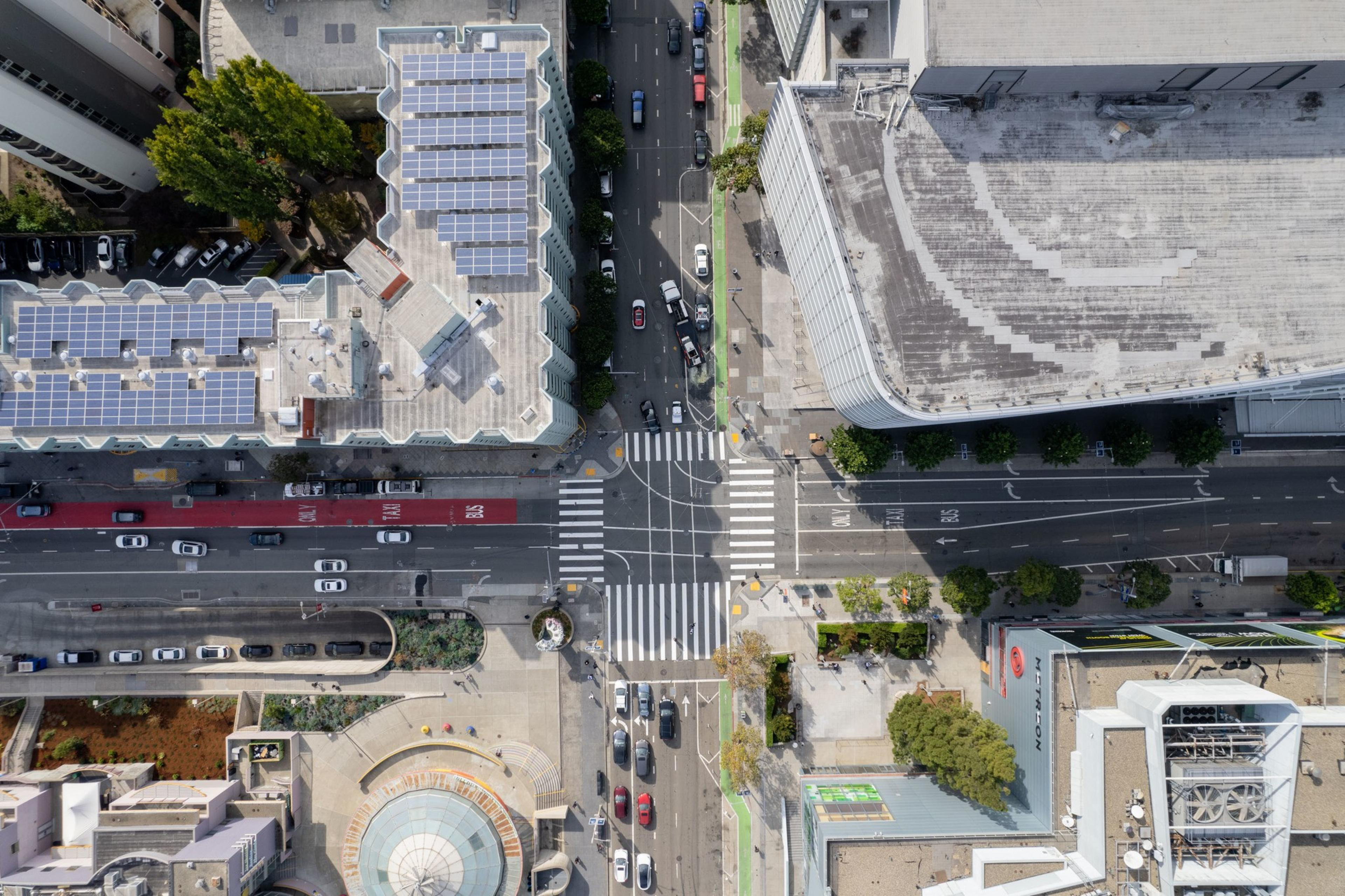 Overhead view of Moscone Center.