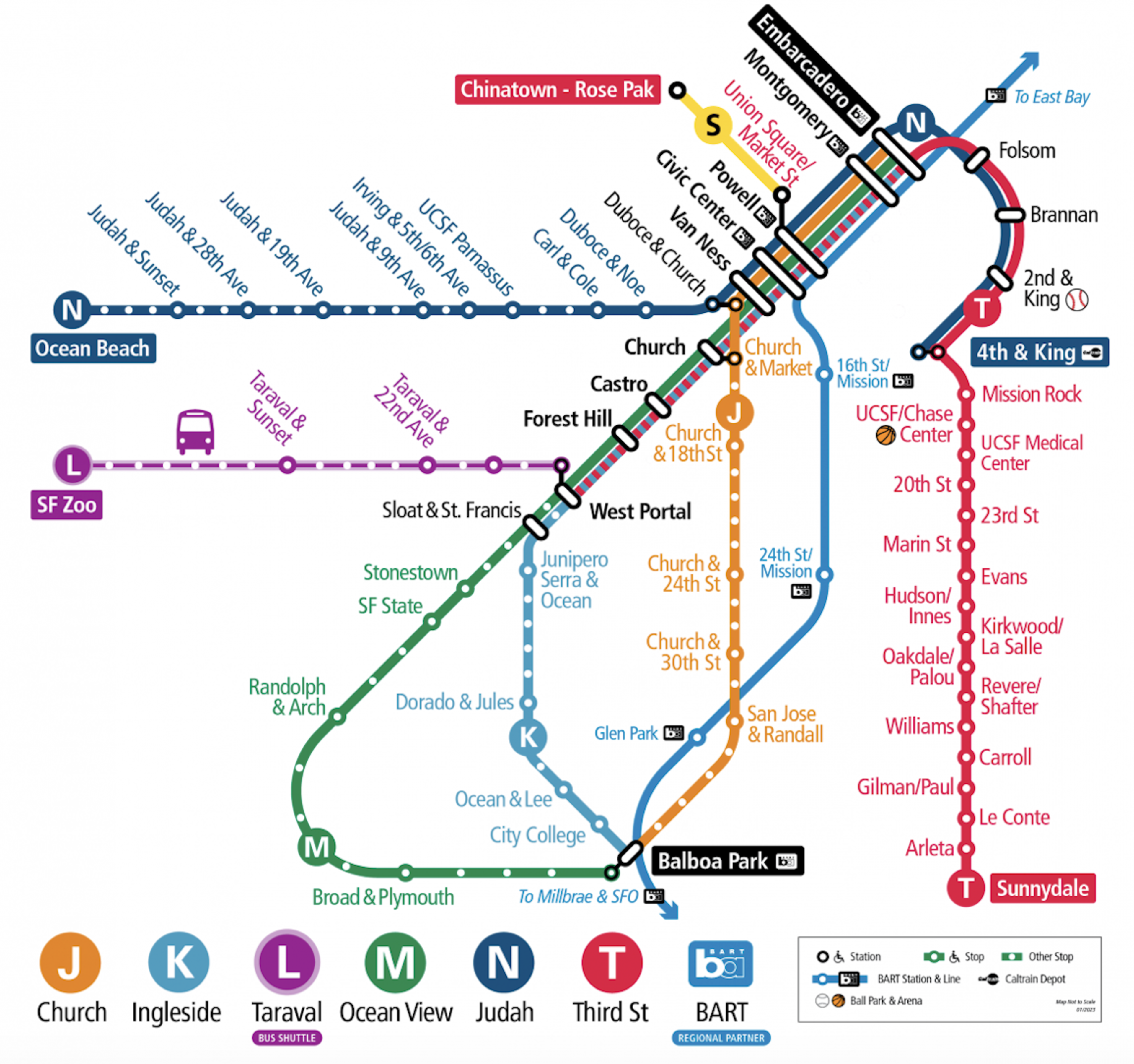 A map of San Francisco Muni routes.