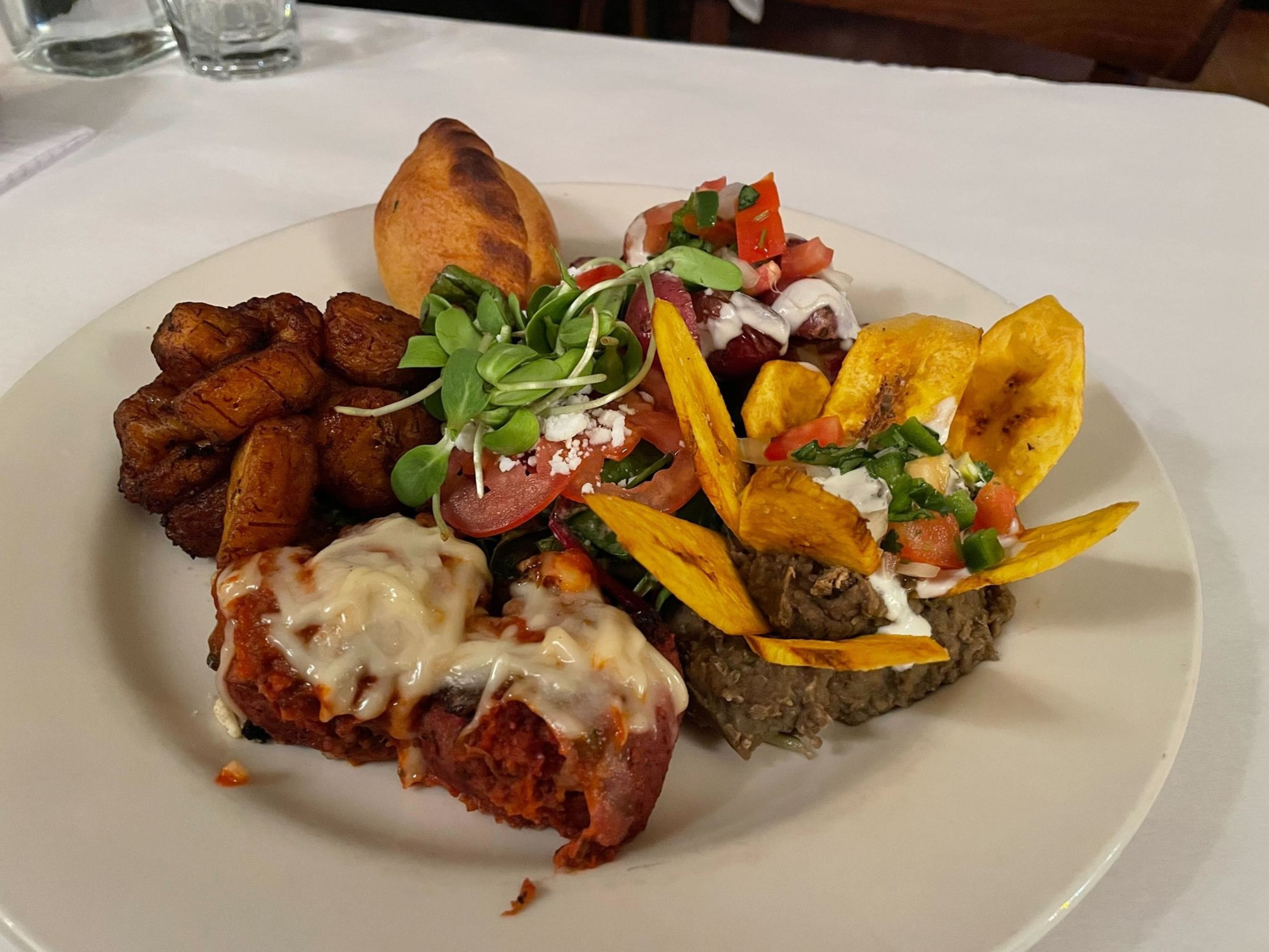 A plate of food appears in a photo.