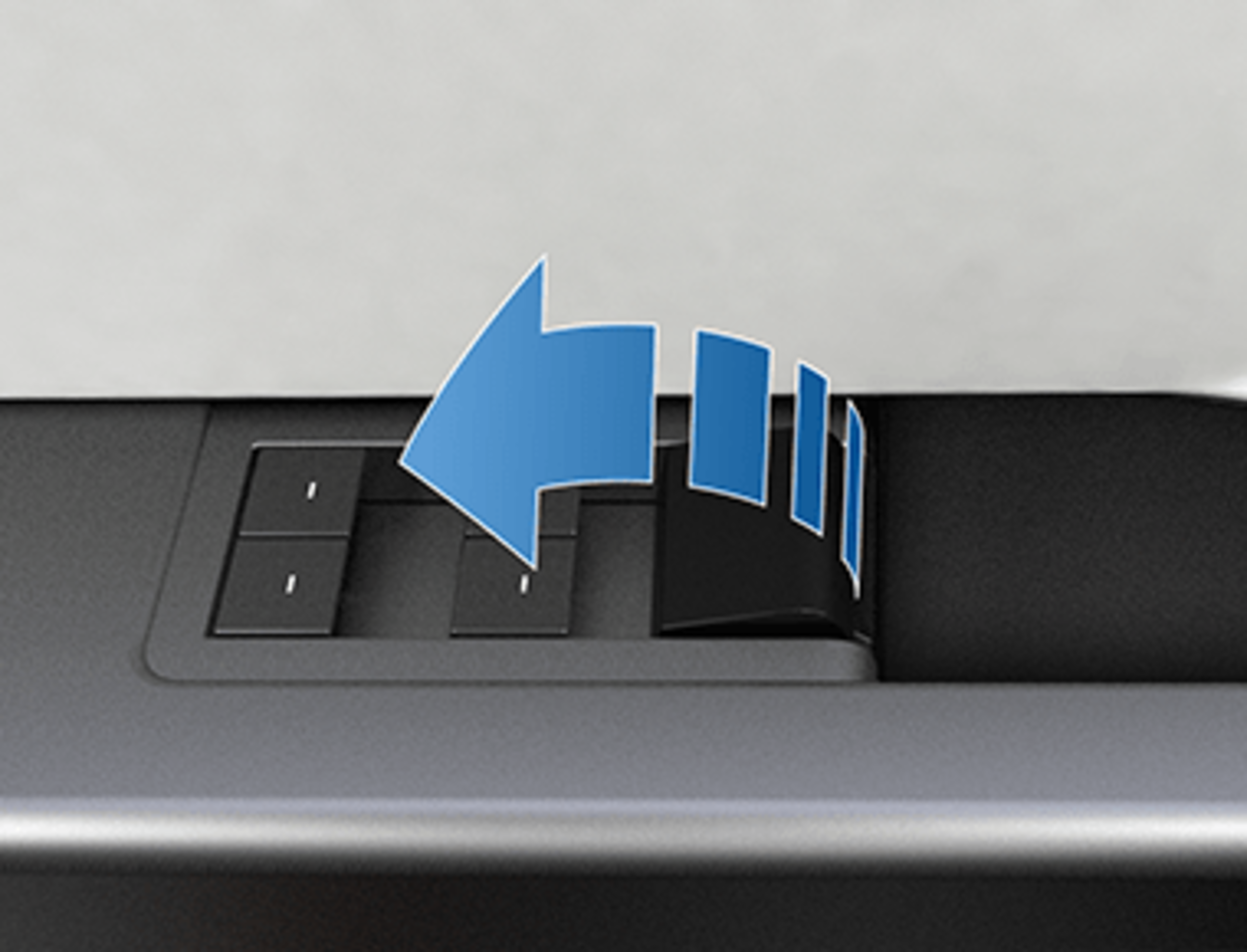 A car window switch is shown with a blue arrow indicating it should be pulled up to close the window.