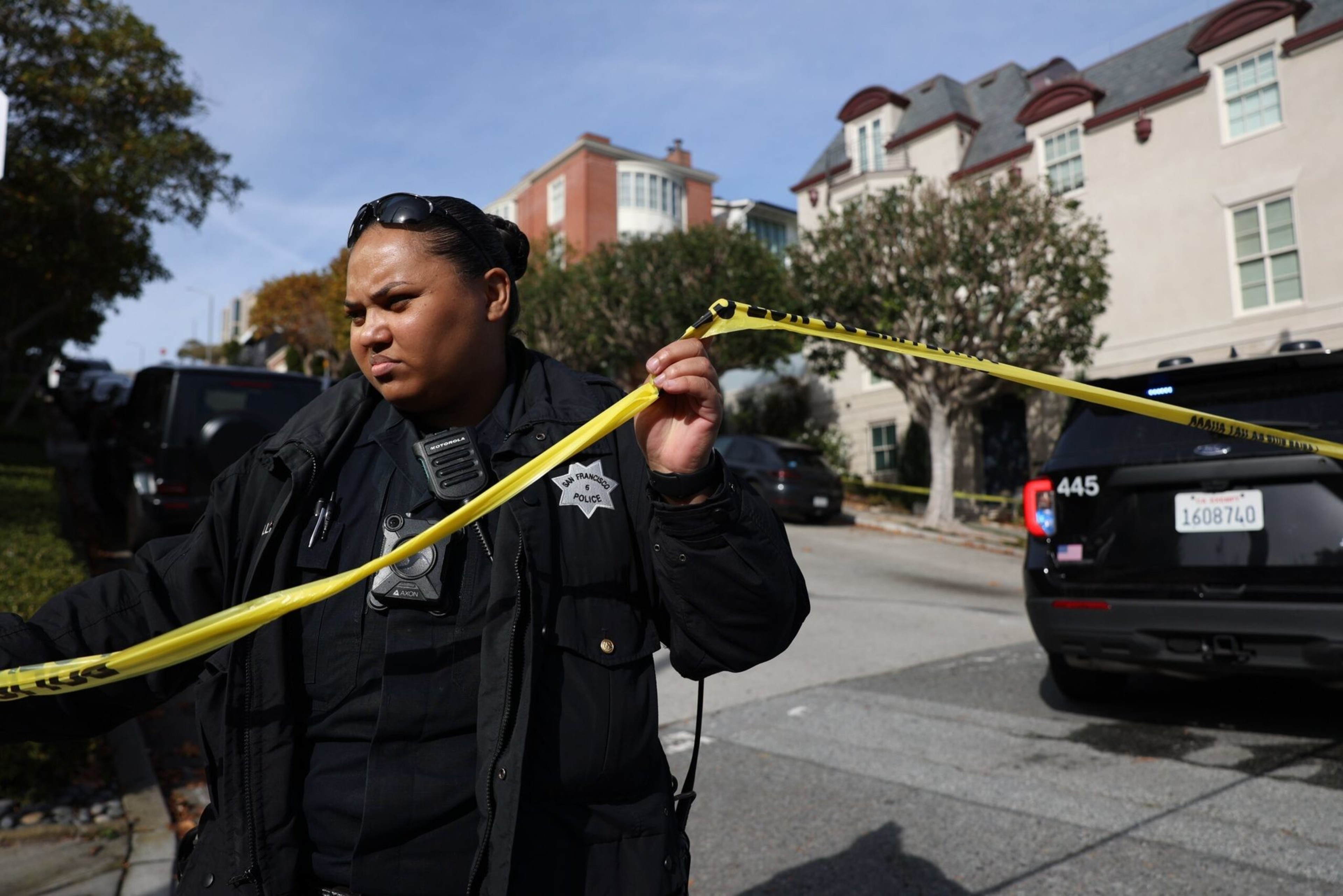 San Francisco Police cordon off the area around U.S. Speaker of the House Nancy Pelosi’s home on the 2600 block of Broadway in the Pacific Heights neighborhood of San Francisco on Friday, Oct. 28, 2022. Paul Pelosi, husband of Nancy Pelosi, was assaulted in the family’s home earlier that day and was taken to a hospital for treatment. Speaker Pelosi was not at home at the time of the incident. | Camille Cohen/The Standard