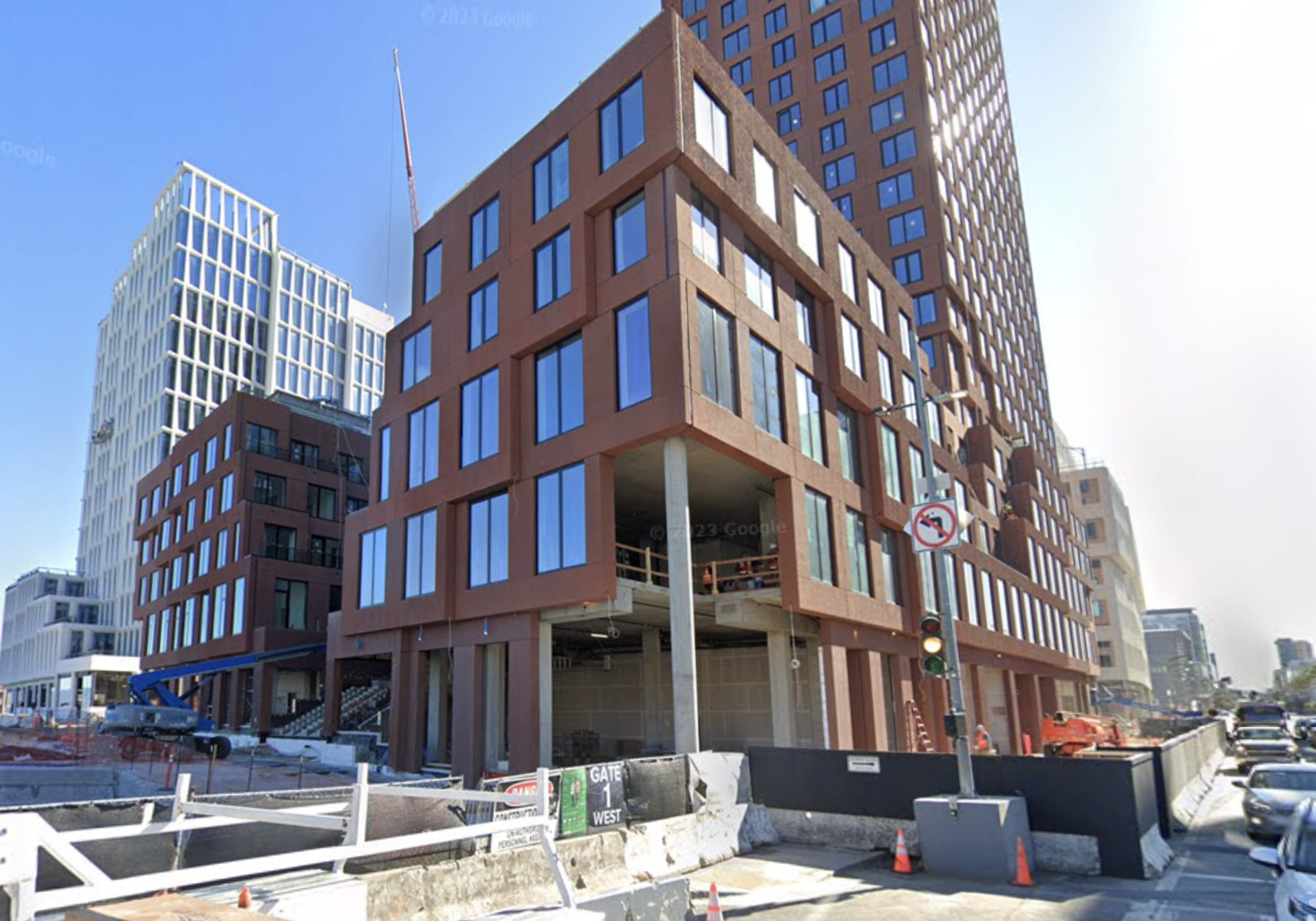 A mid-rise building is under construction.