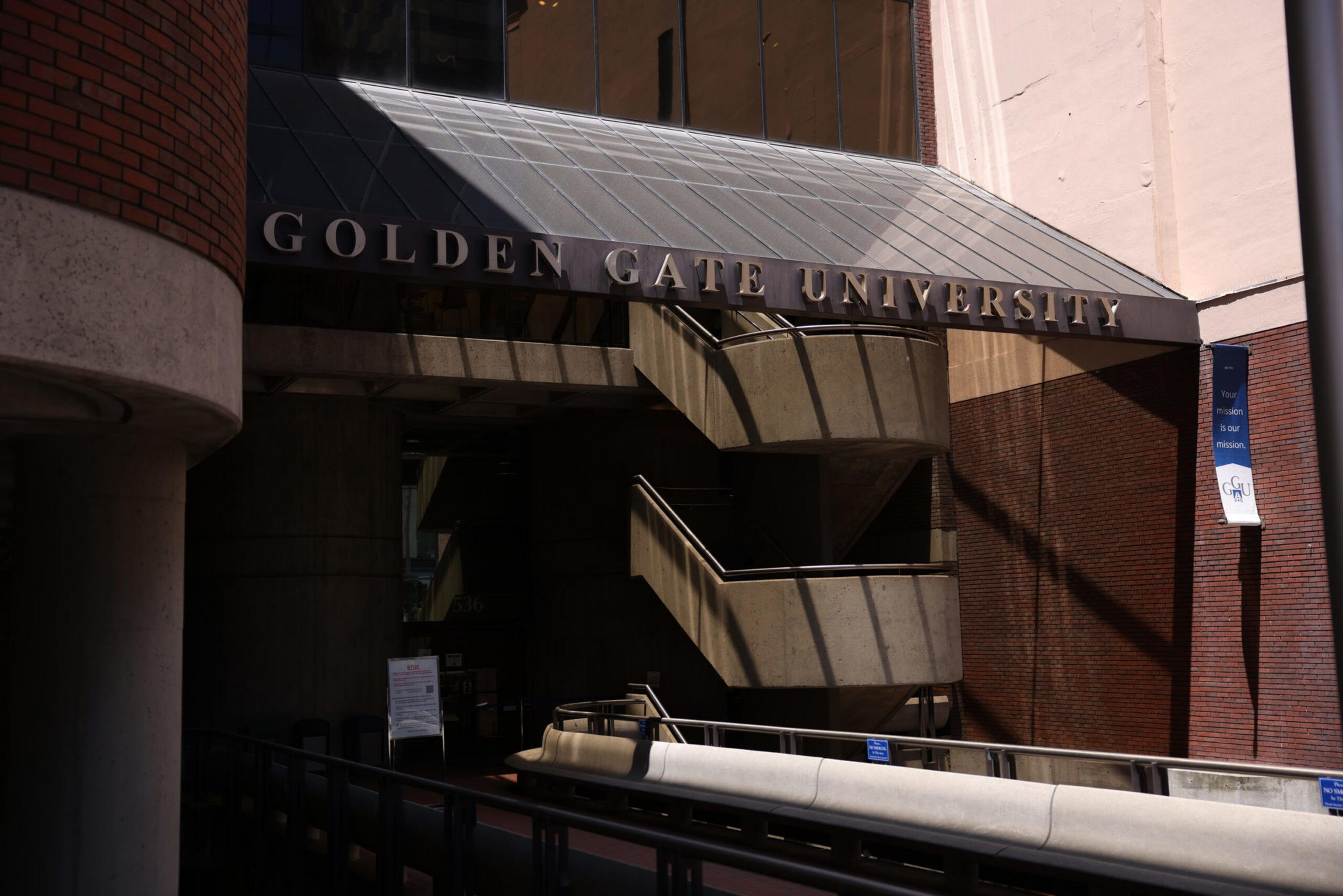 The entrance to a university building