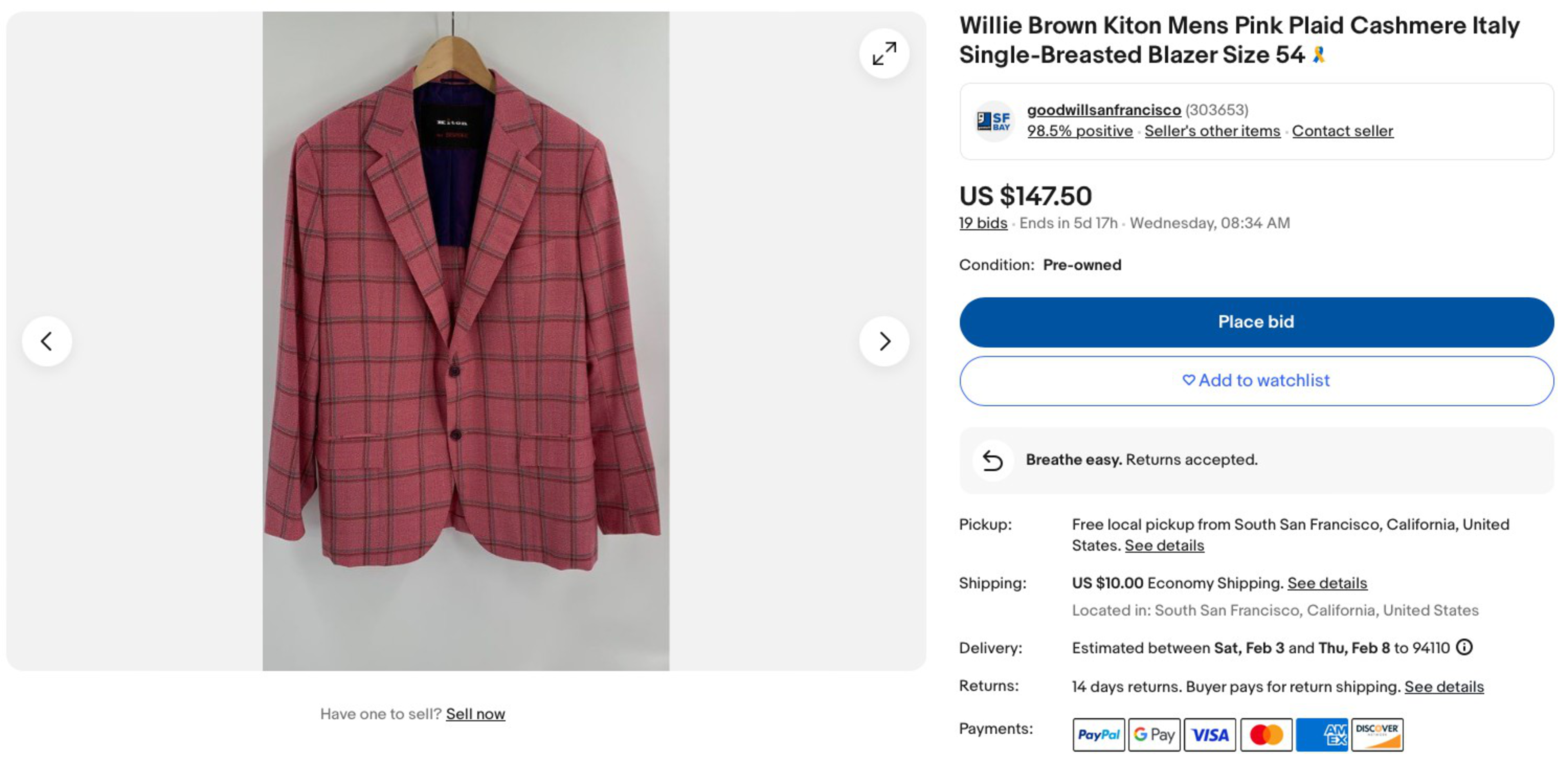 A plaid silk blazer.