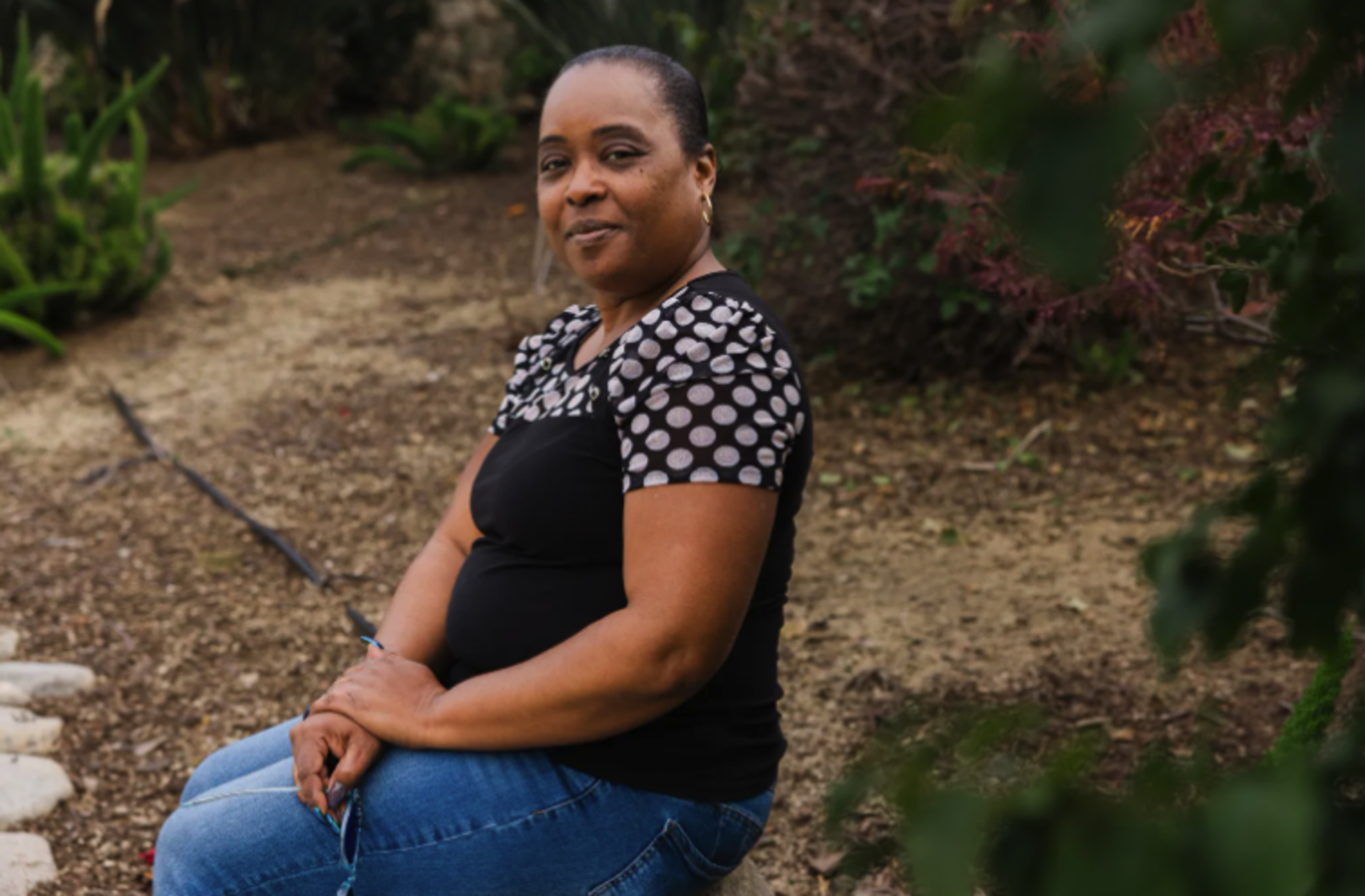 Woman poses in park