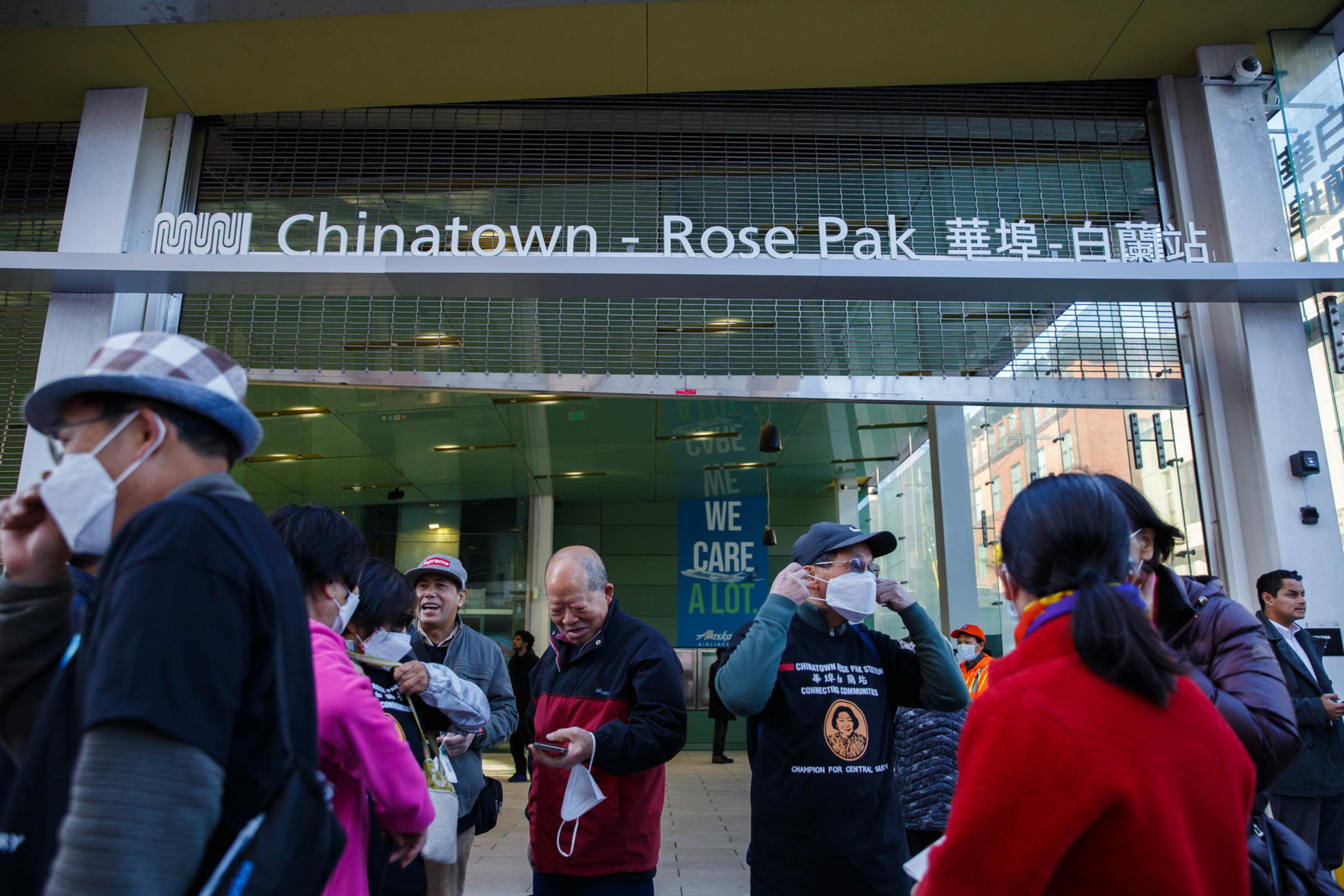 The exterior of Chinatown-Rose Pak Station during the official opening of the Central Subway. | Juliana Yamada for The Standard
