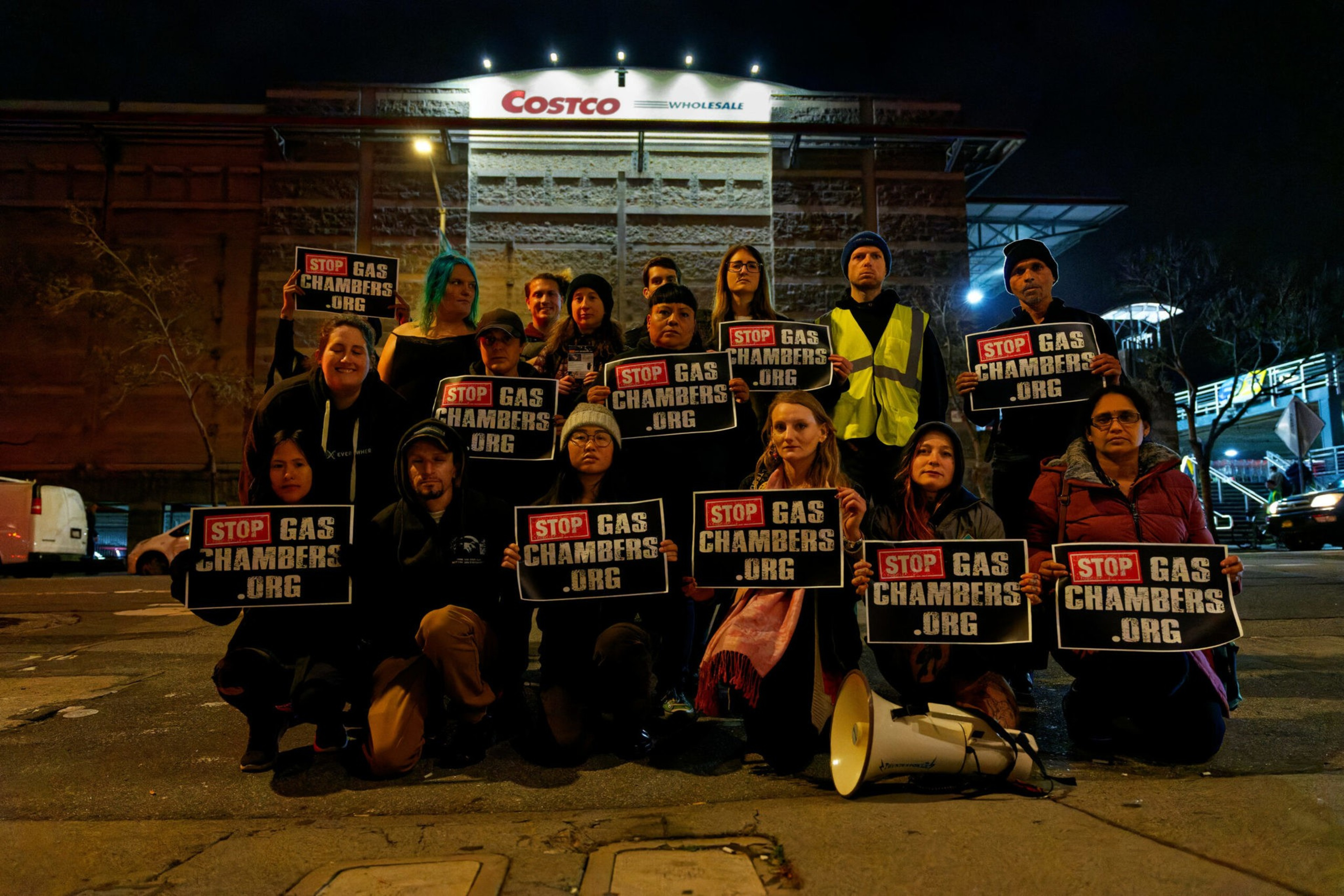 Activists outside of Costco