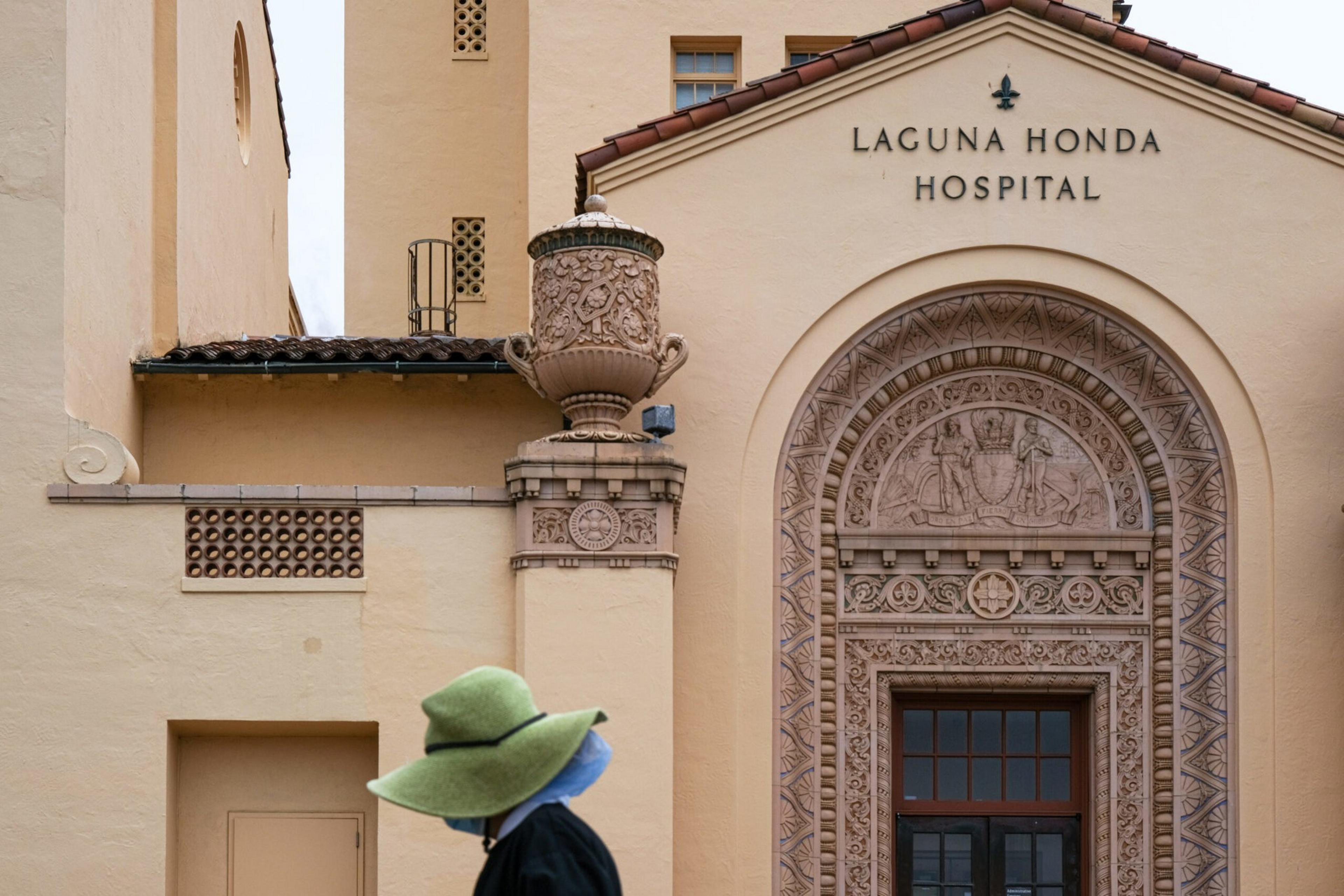 The exterior of Laguna Honda Hospital's main entrance