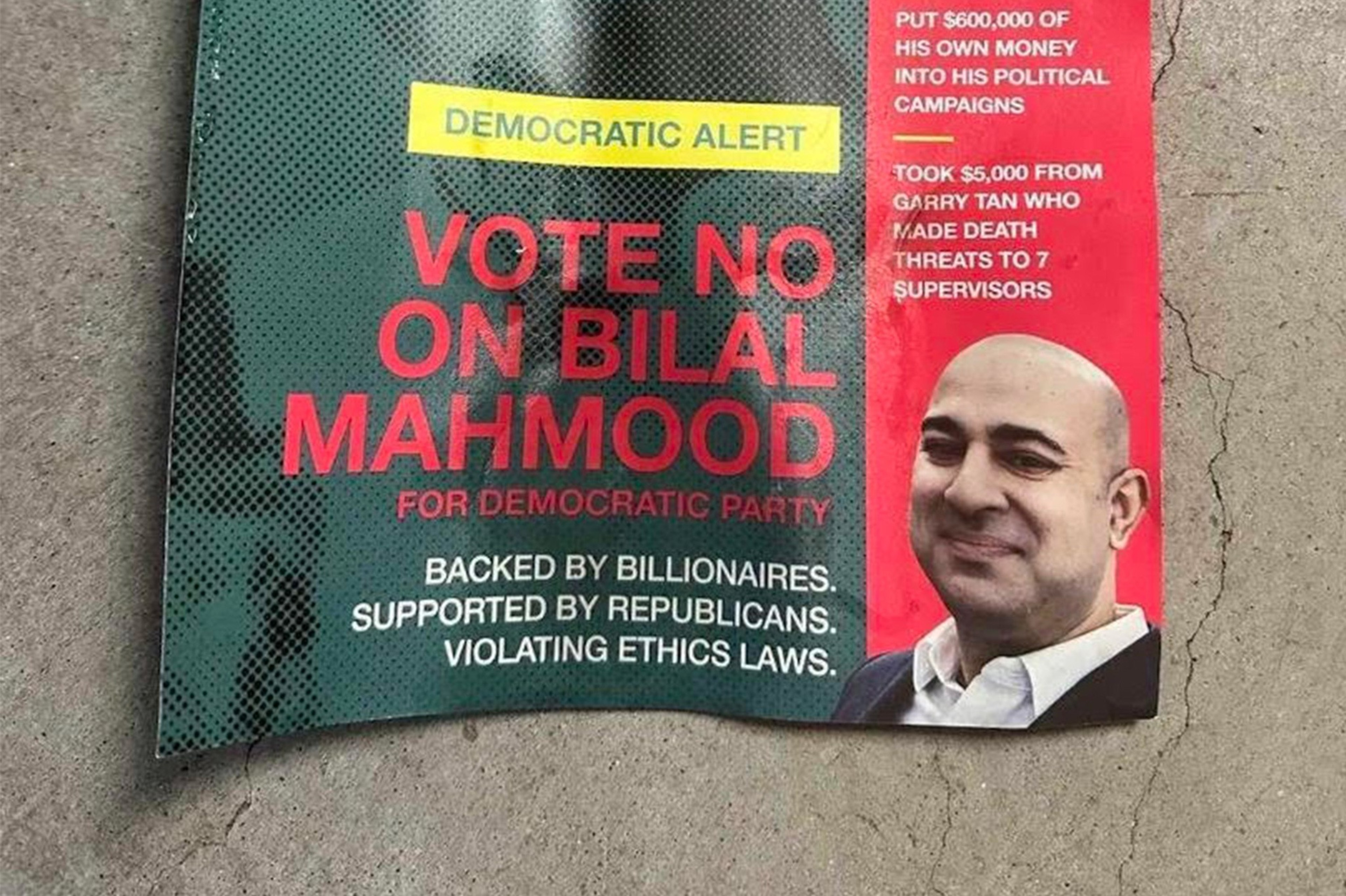 a multicolored politcal flyer urging people to vote no