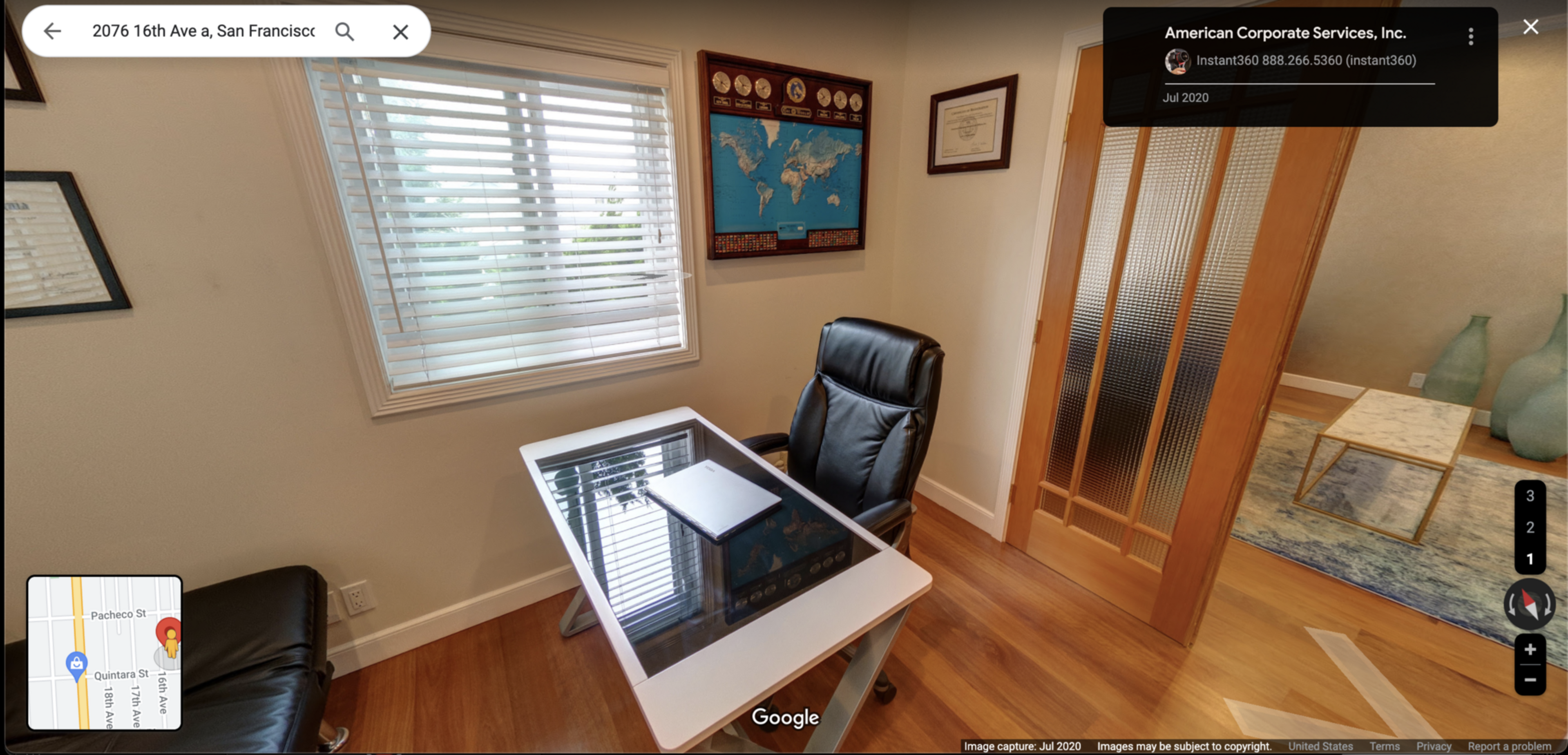 A Google Maps screenshot of a business' headquarters inside a home.