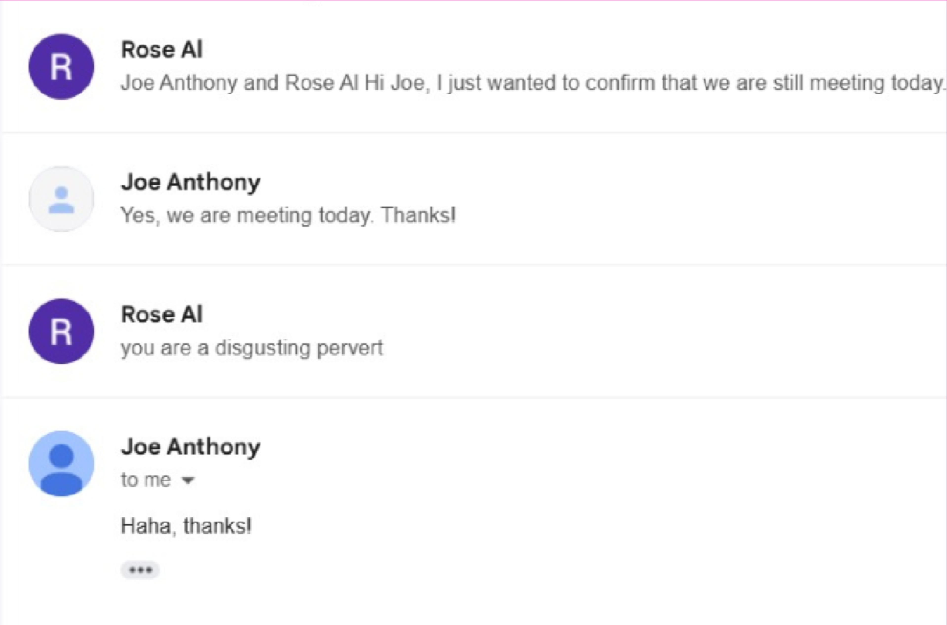 Email exchange with &quot;The LinkedIn Flasher&quot; shared by Rose Alkamisi.