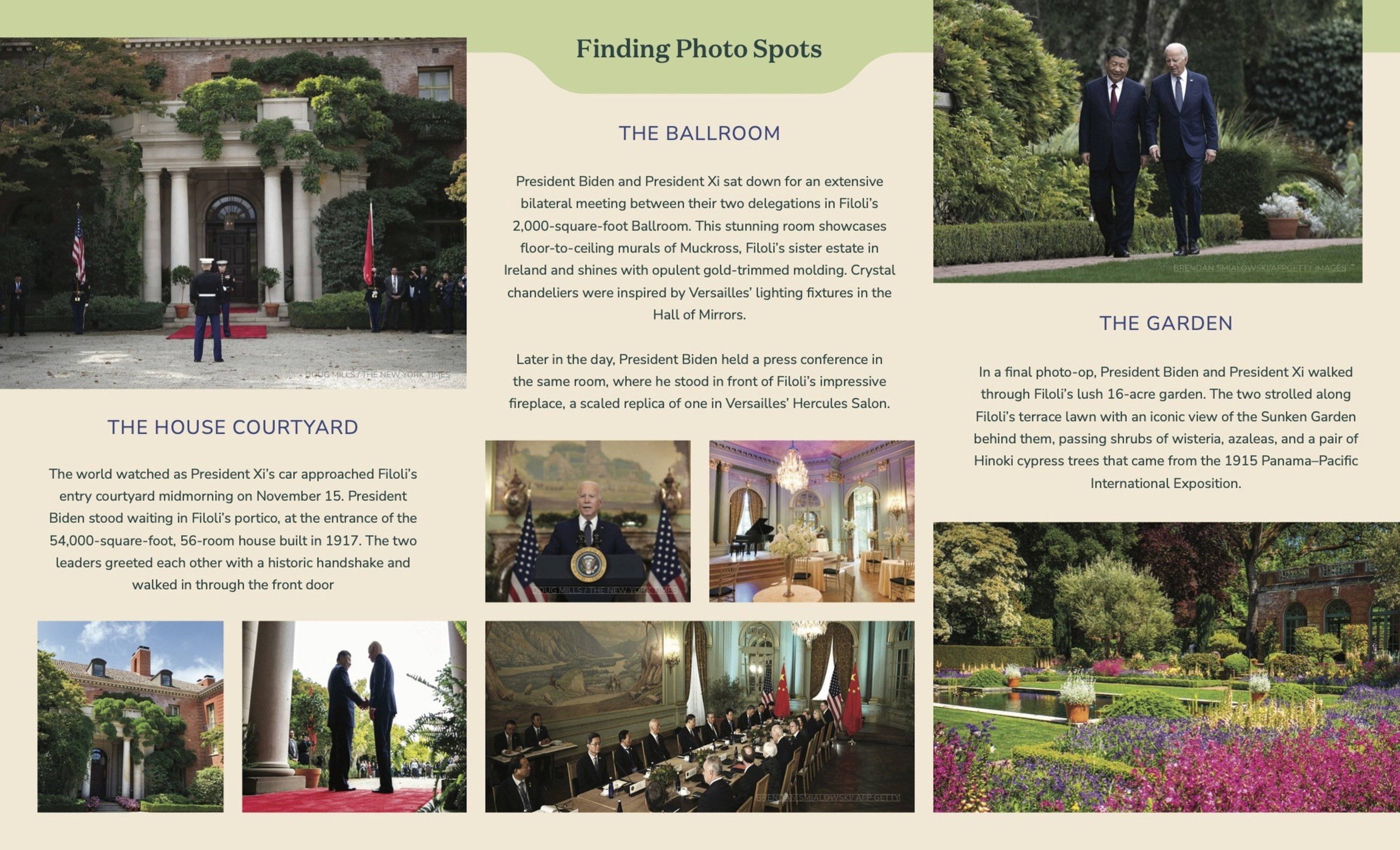 A brochure image of filoli with words and photos