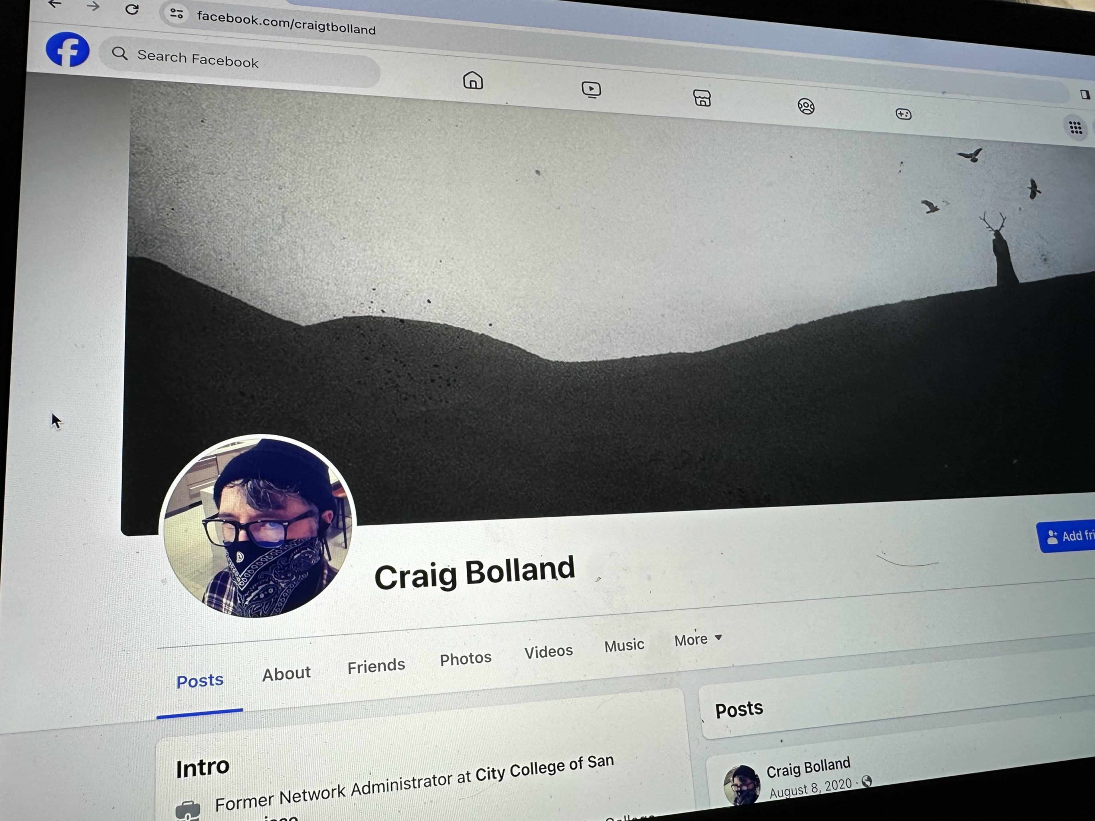 Image of a Facebook page