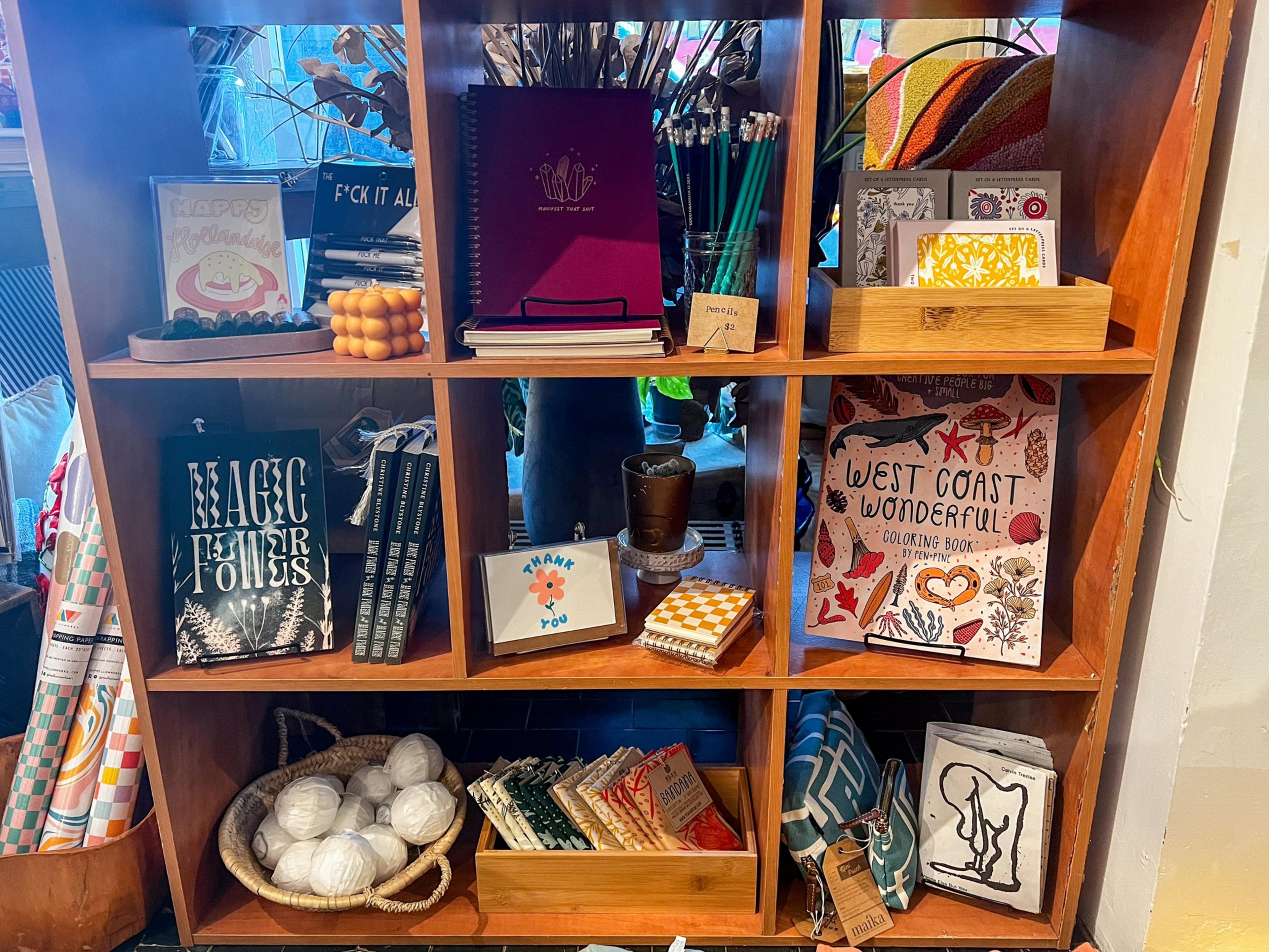 Items made by local San Franciscan makers are displayed at Fleetwood clothing store