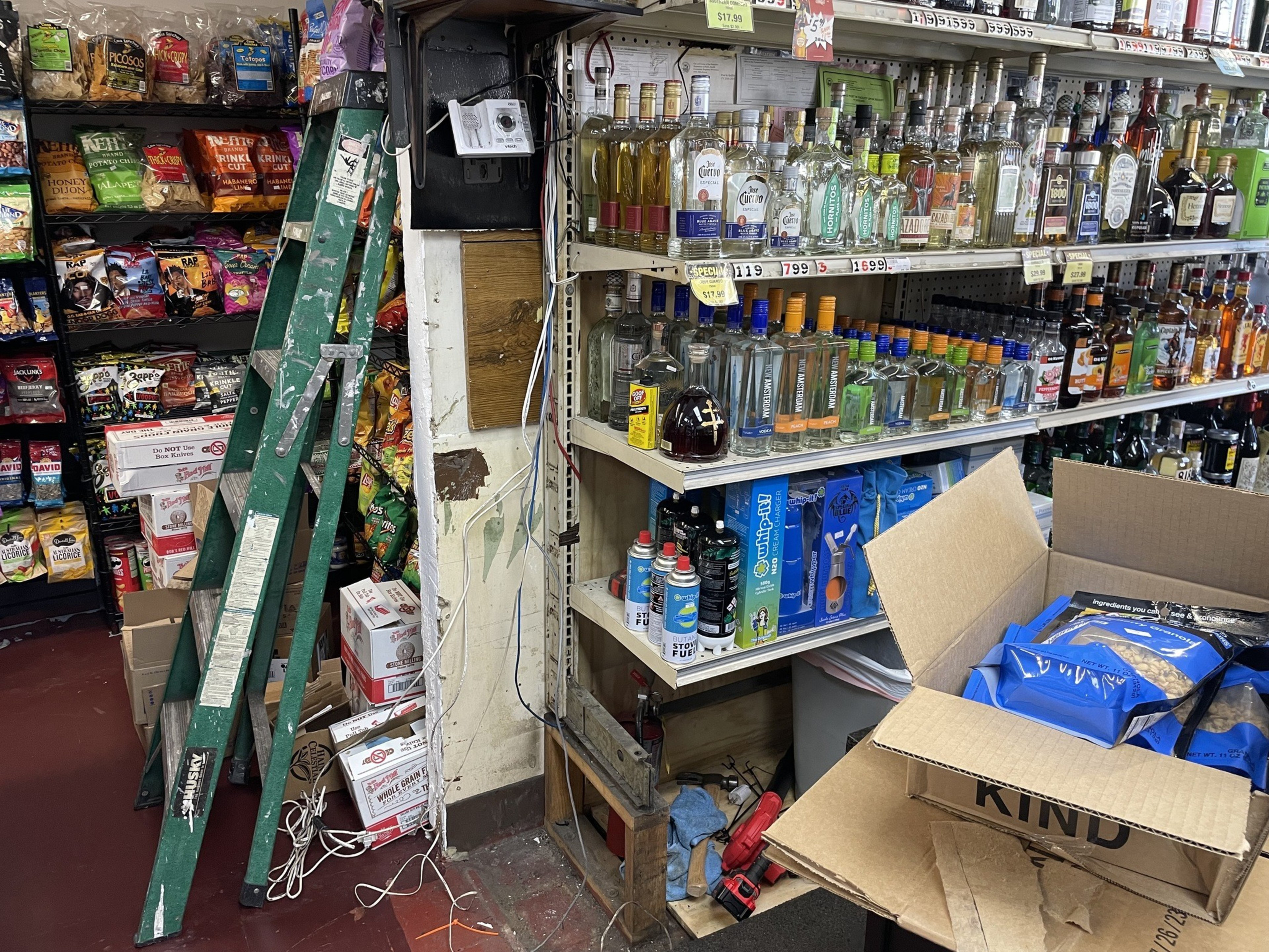 Store shelves stocked with alcohol