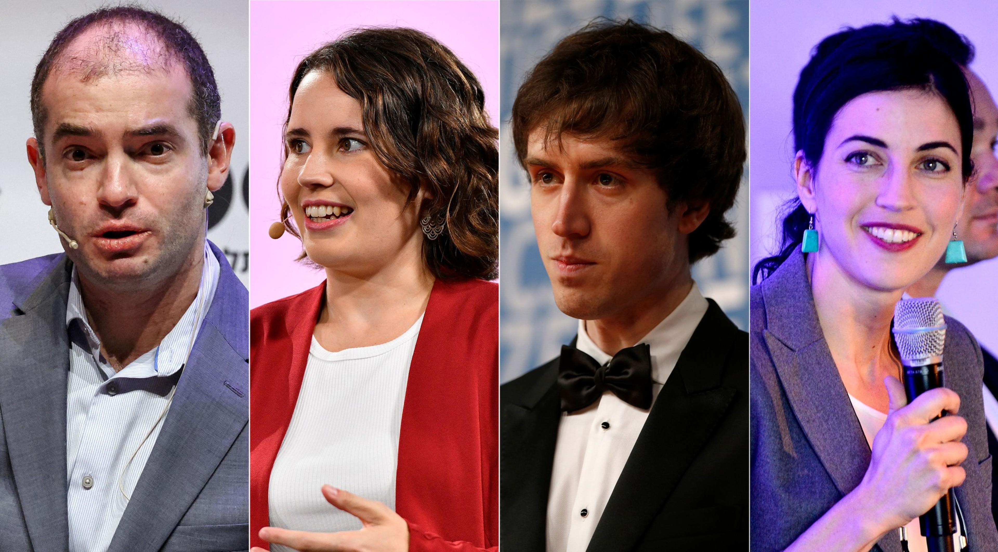 A composite image of 4 people side by side that include OpenAI (from left): Ilya Sutskever, AI academic Helen Toner, Quora CEO Adam D’Angelo, entrepreneur Tasha McCauley.