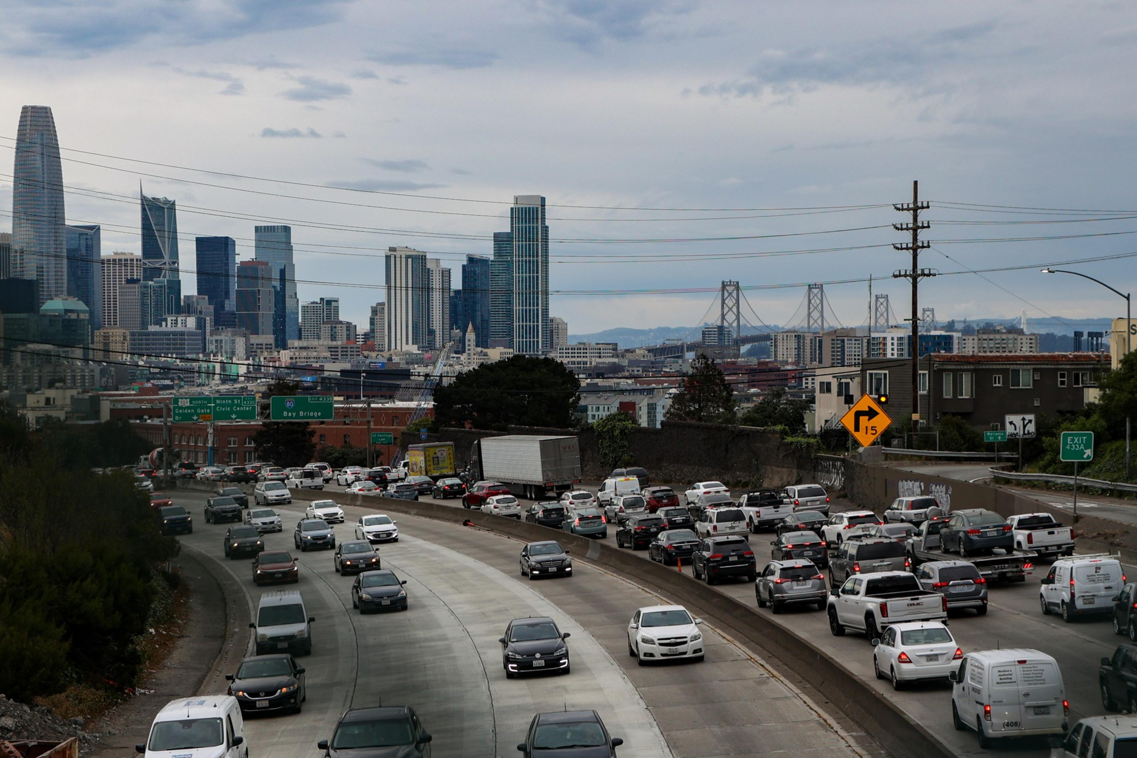 Cars pass through Potrero Hill on March 3, 2022. | Camille Cohen