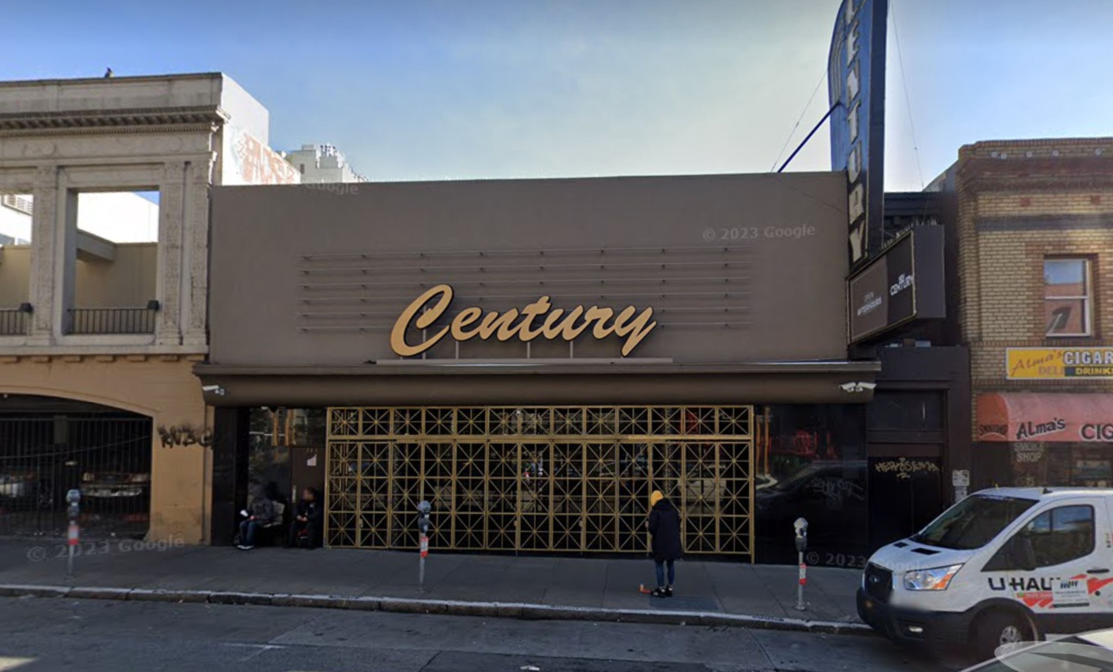 A strip club is seen on a San Francisco street.
