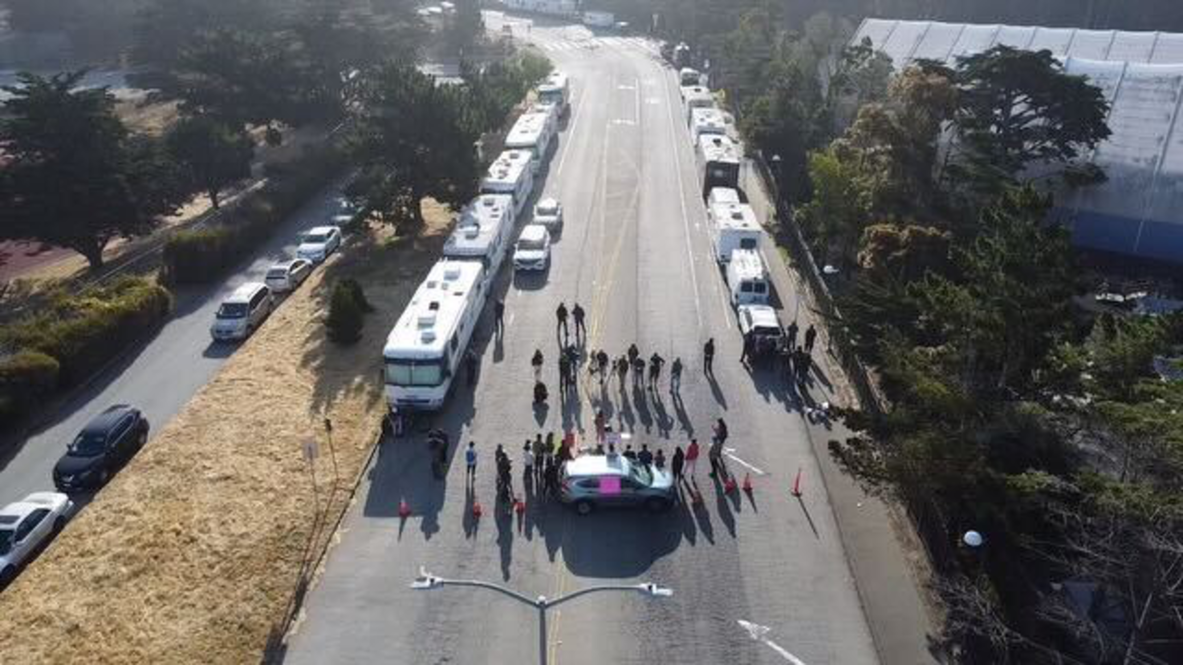 Protest blocking road