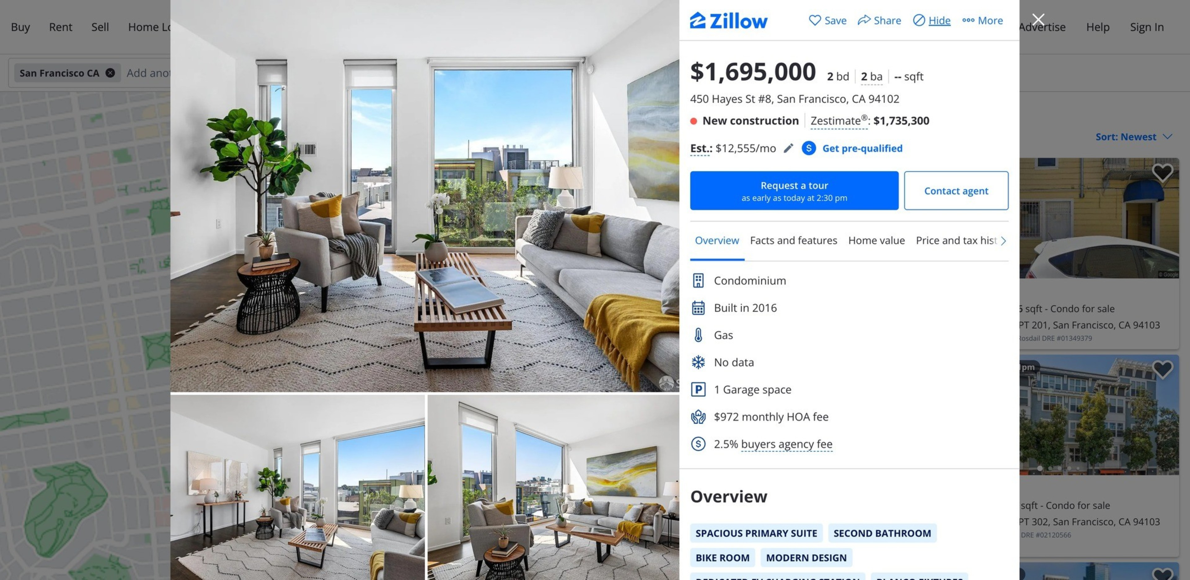 A screenshot Thursday shows a Zillow real-estate listing for a condominium in San Francisco's Hayes Valley neighborhood.