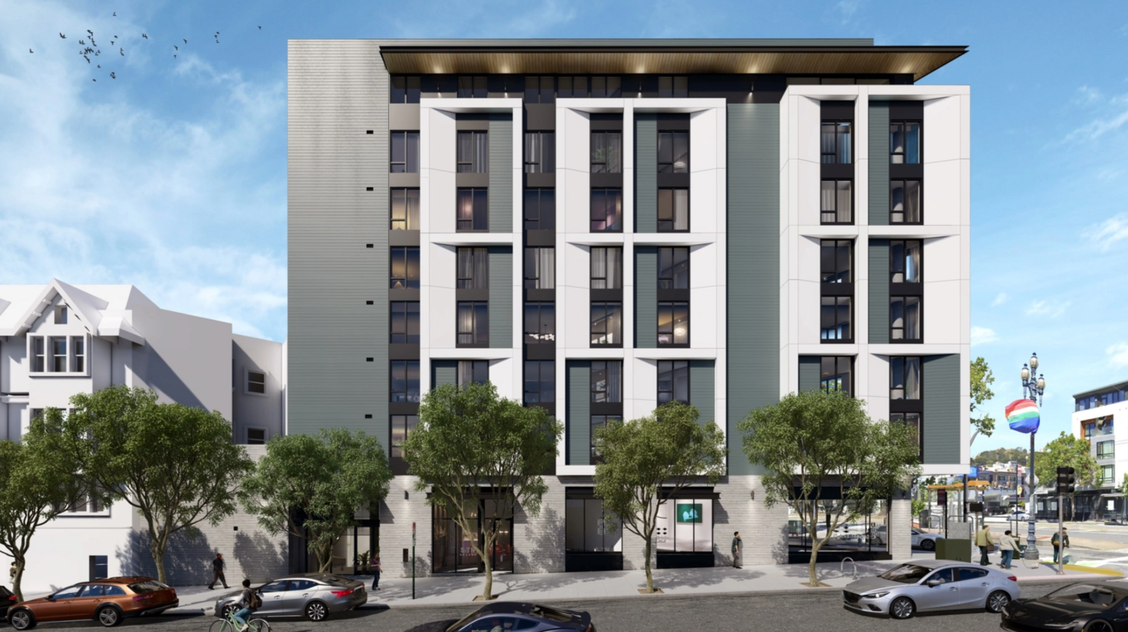 A rendering shows a proposed eight-story building at 2201 Market St. in San Franciscoâ€™s Duboce Triangle neighborhood.