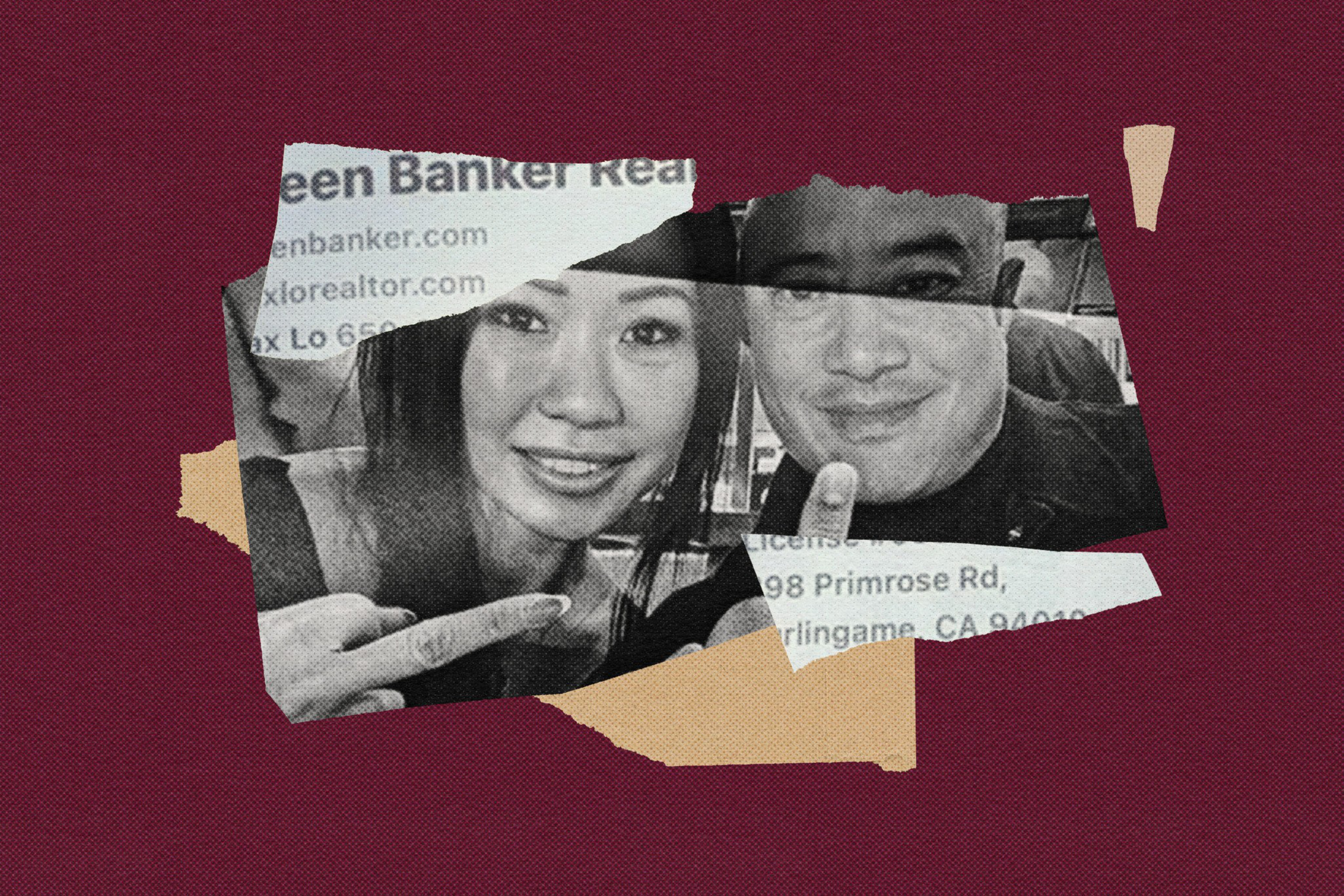 A collage of a woman and man