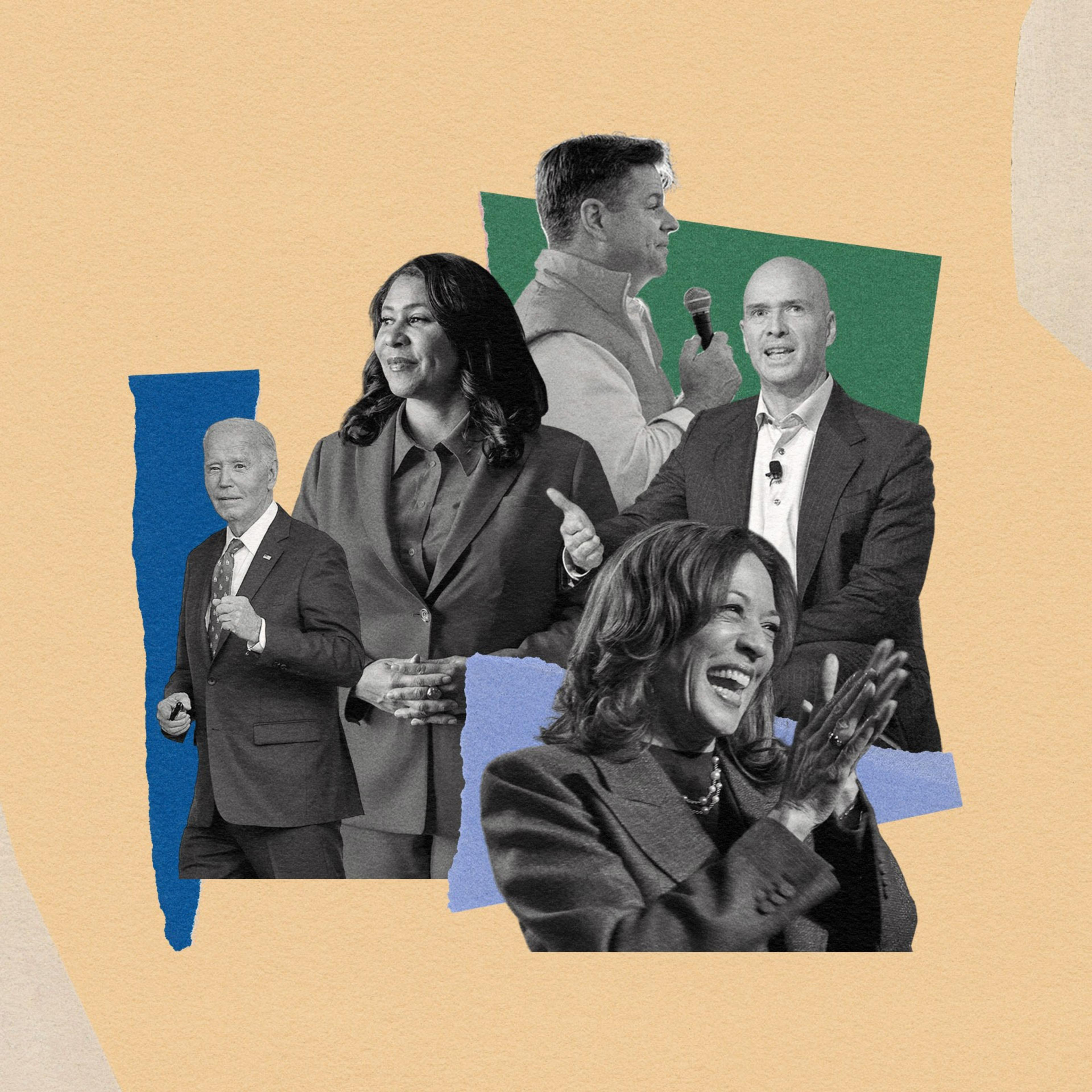 A photo collage depicting portraits of five political leaders: 2 women and 3 men.