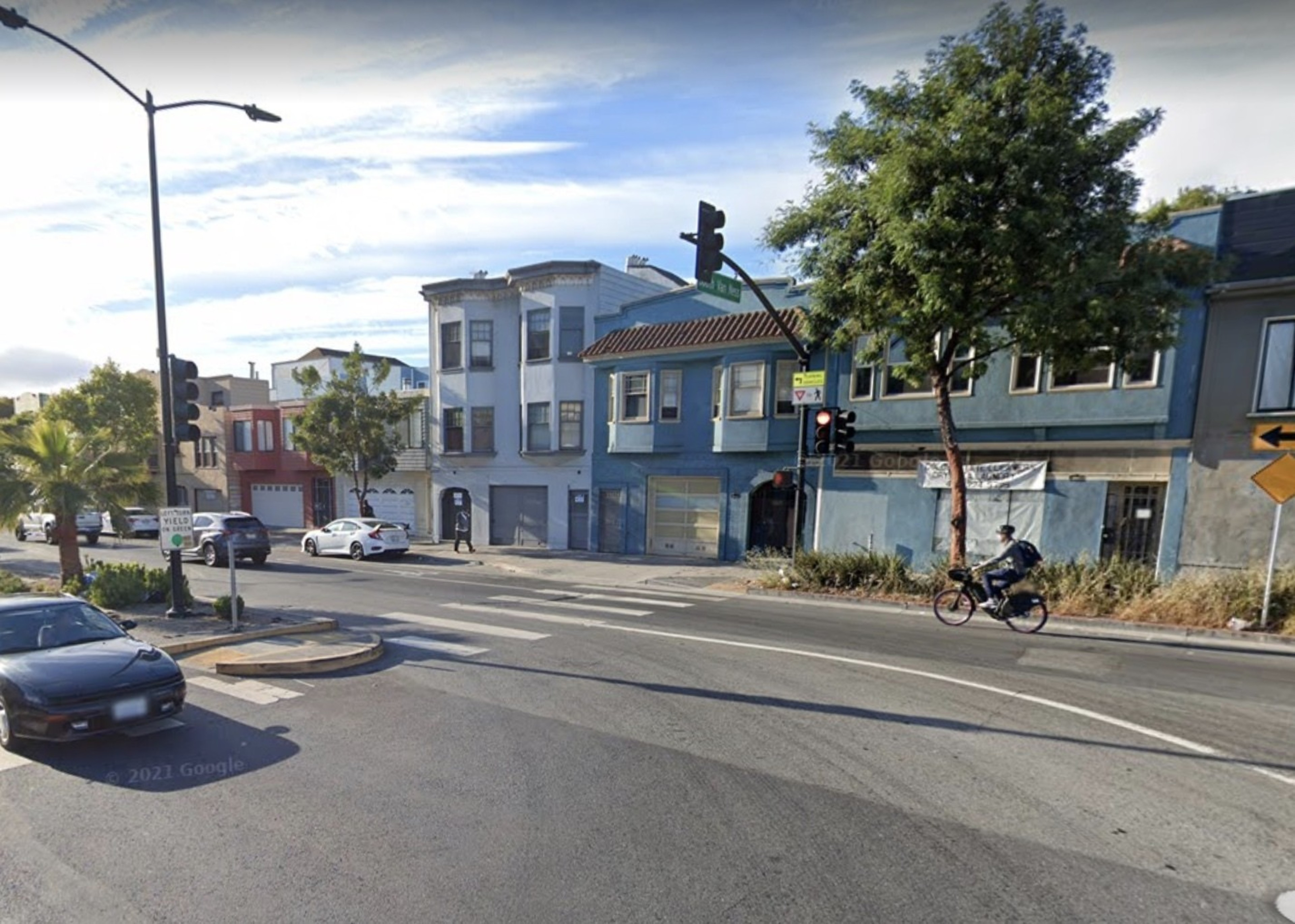 A fatal crash at Cesar Chavez Street and South Van Ness Avenue has killed a motorcyclist. | Google Street View