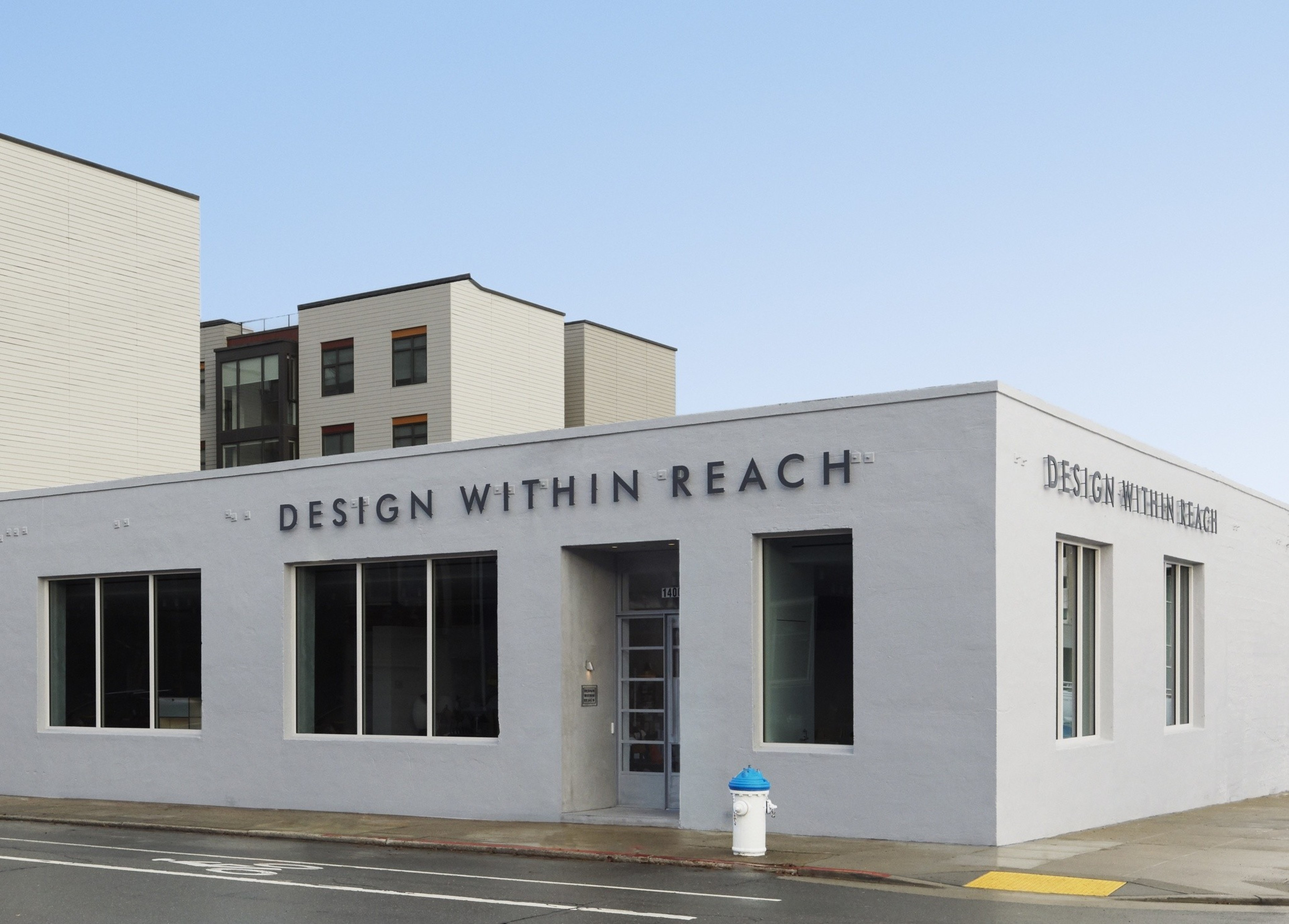 Design Within Reach's new showroom in San Francisco features a white, minimalist facade.
