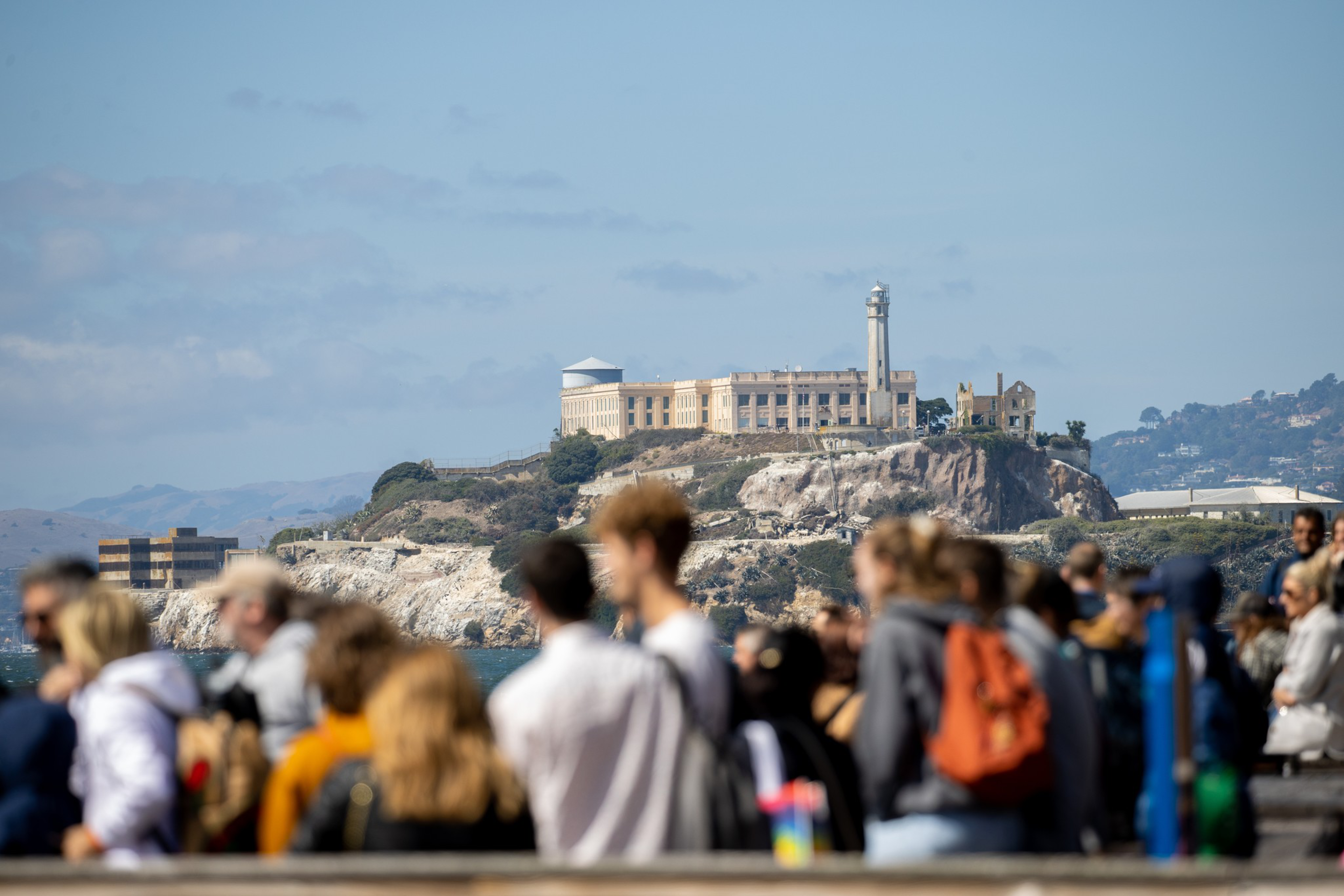 people in front of alcatraz