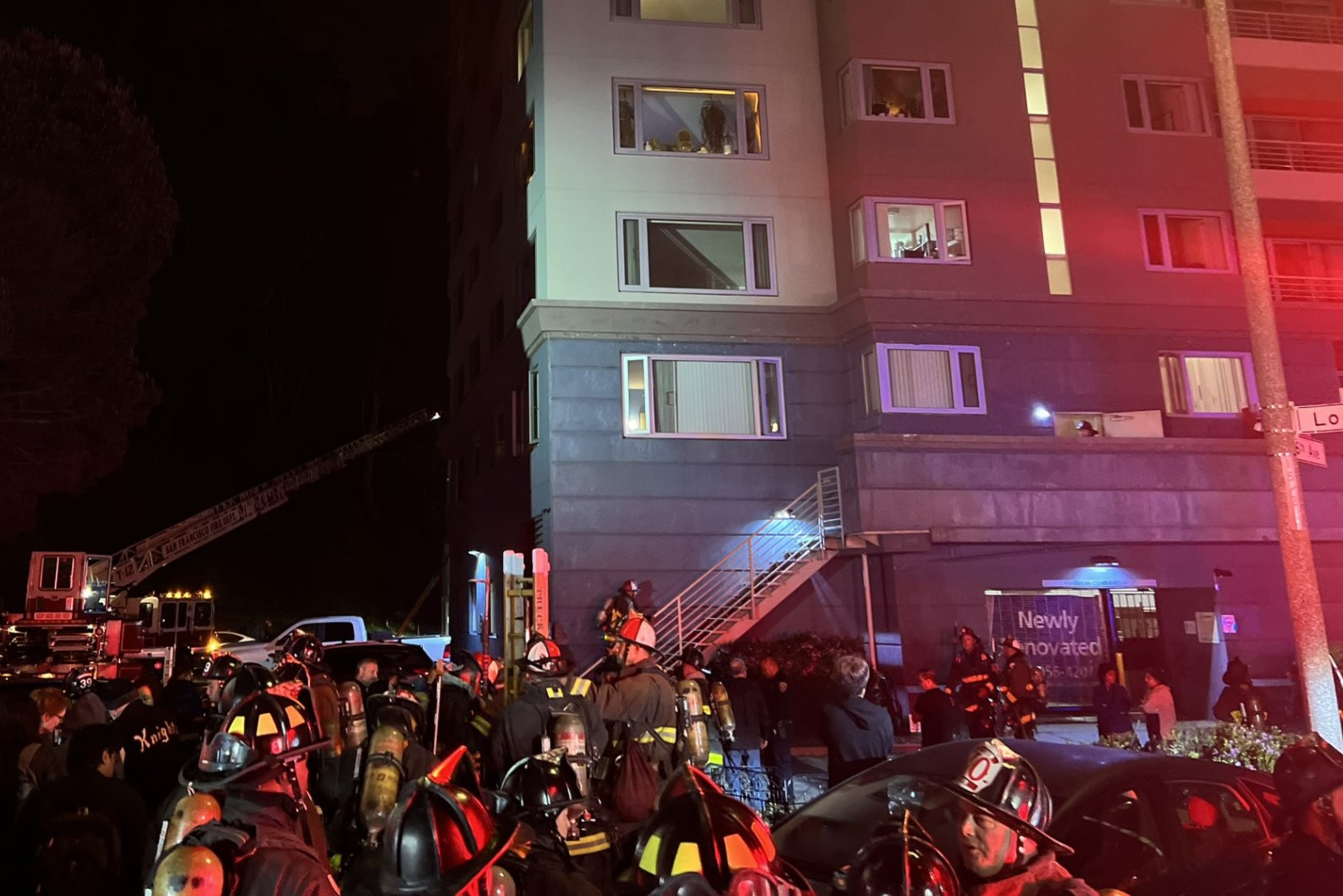 Firefighters respond to a blaze.