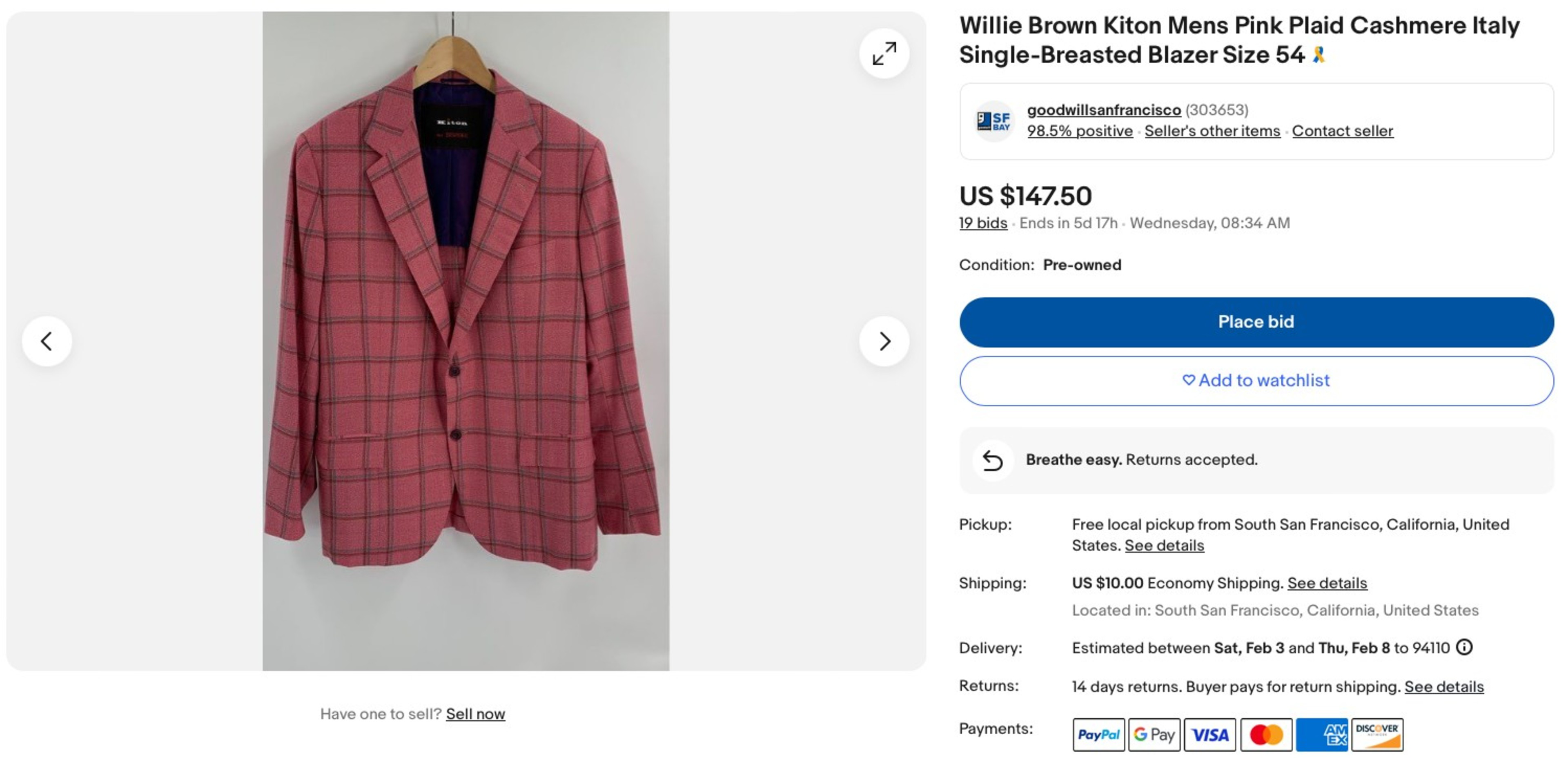A plaid silk blazer.