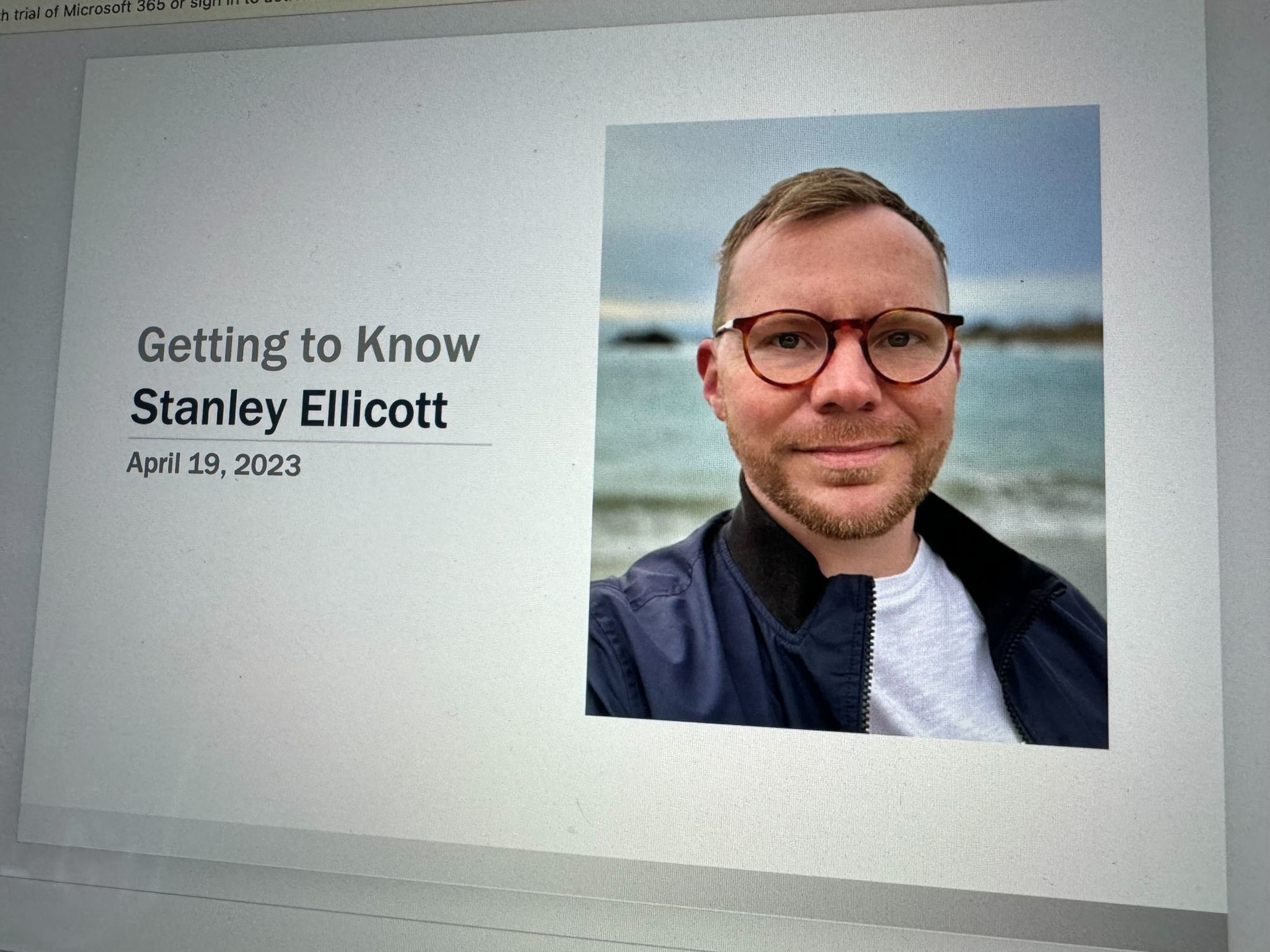 a photo of a man's resume.
