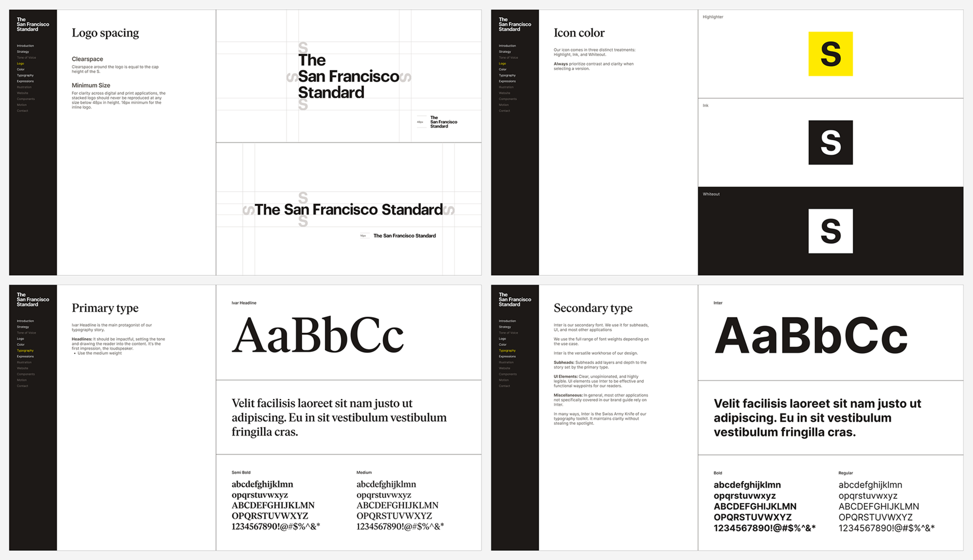 Pages from our new brand book.