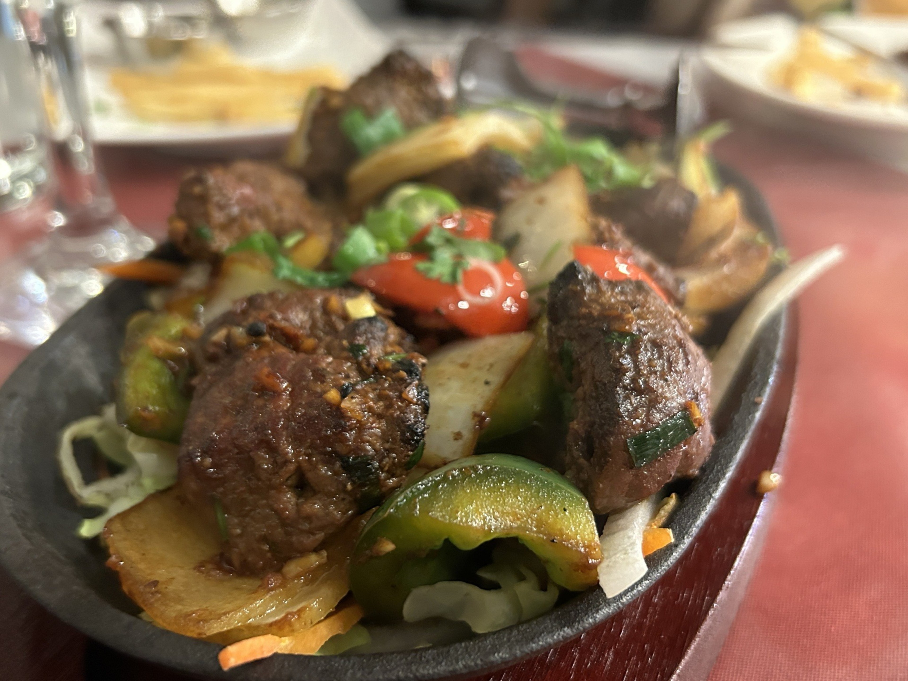 a close up plate of Nepalese food
