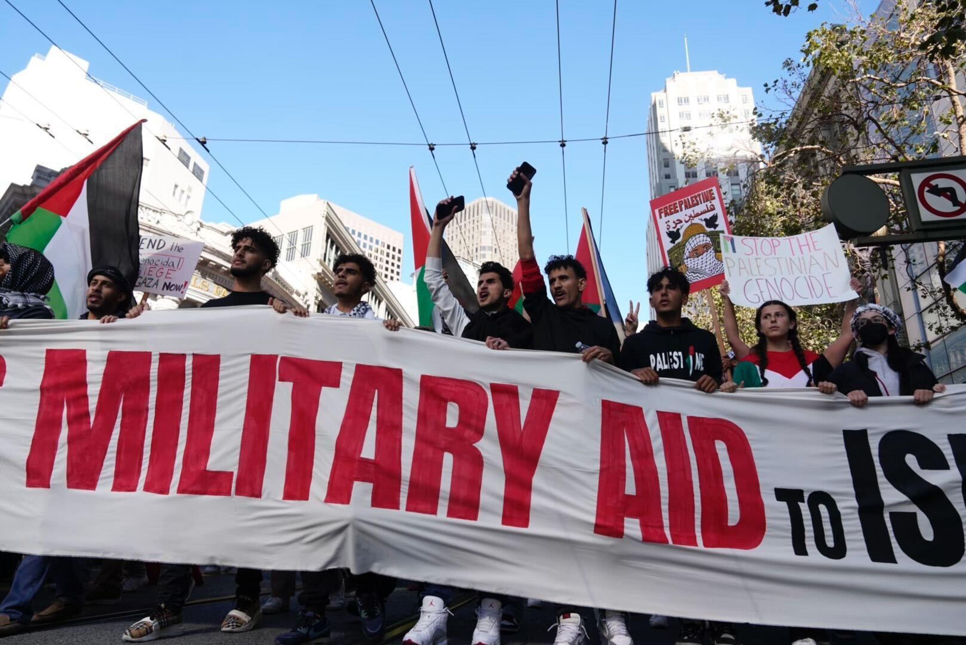The rally came a day after a near-total communications blackout and perhaps the heaviest Israeli bombardment of the Gaza Strip since the invasion began. 