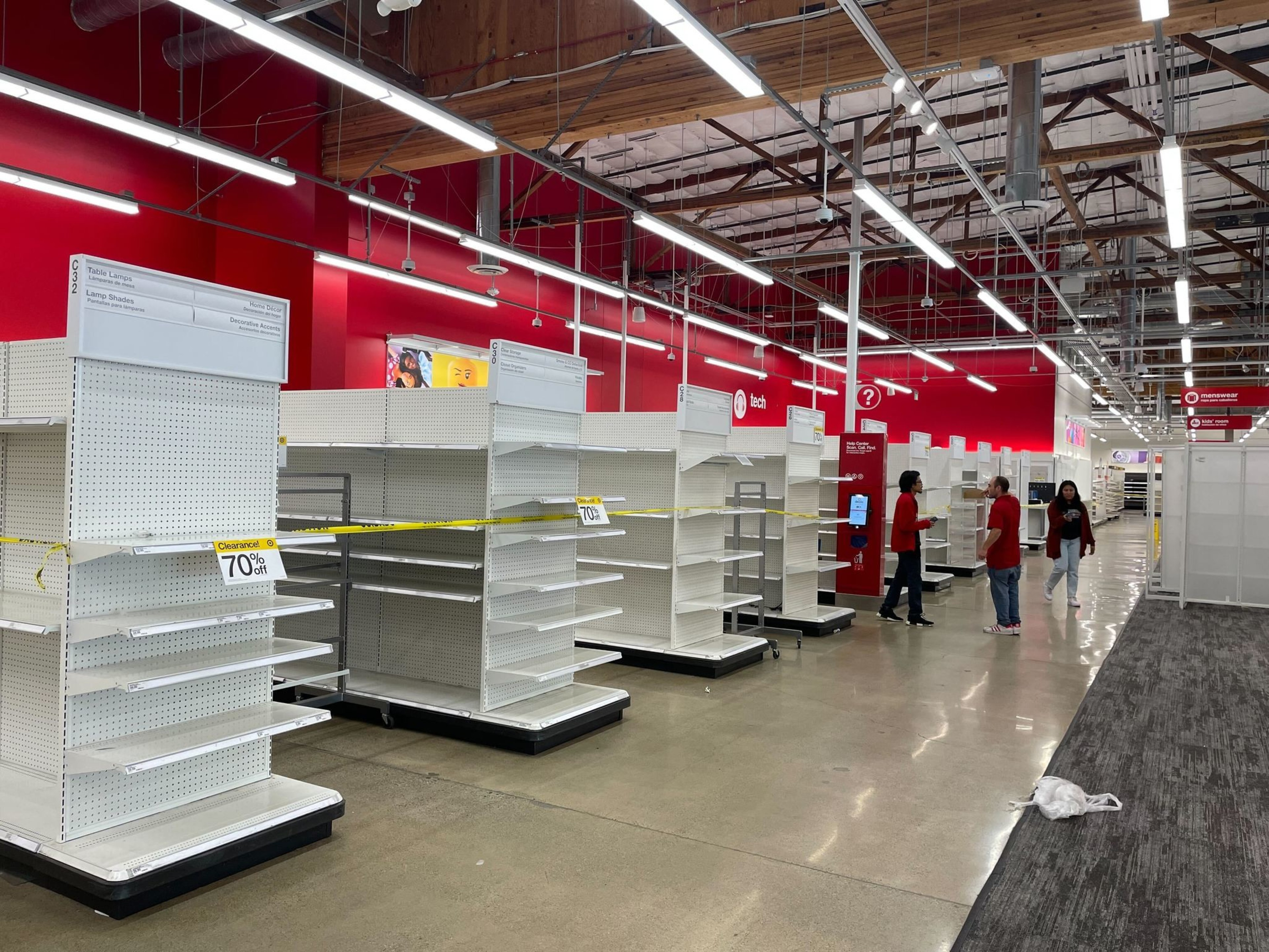 empty shelves inside a department store