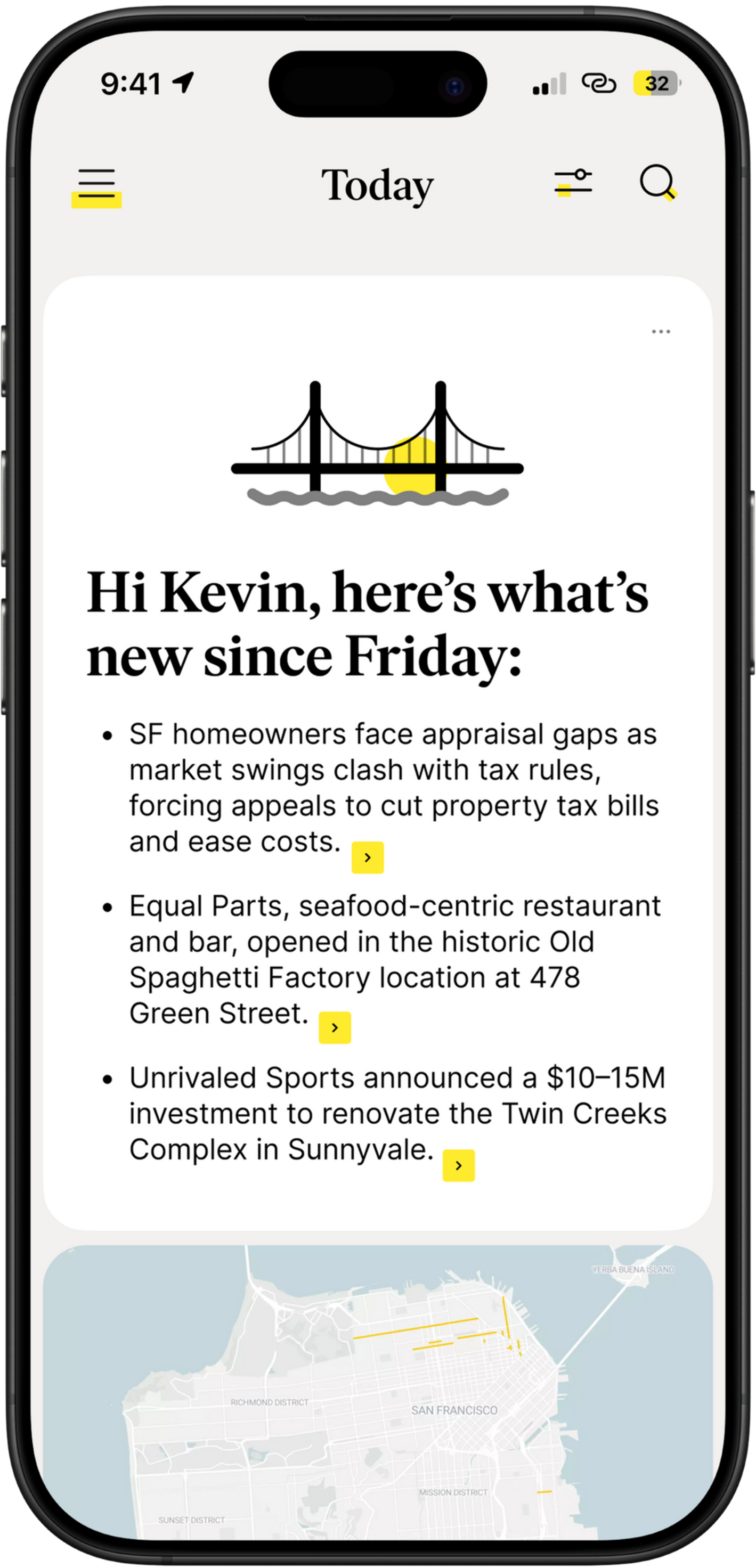 Kevin is updated on SF appraisal gaps, a new seafood restaurant at the Old Spaghetti Factory, and a $10–15M investment to renovate Sunnyvale’s Twin Creeks Complex.