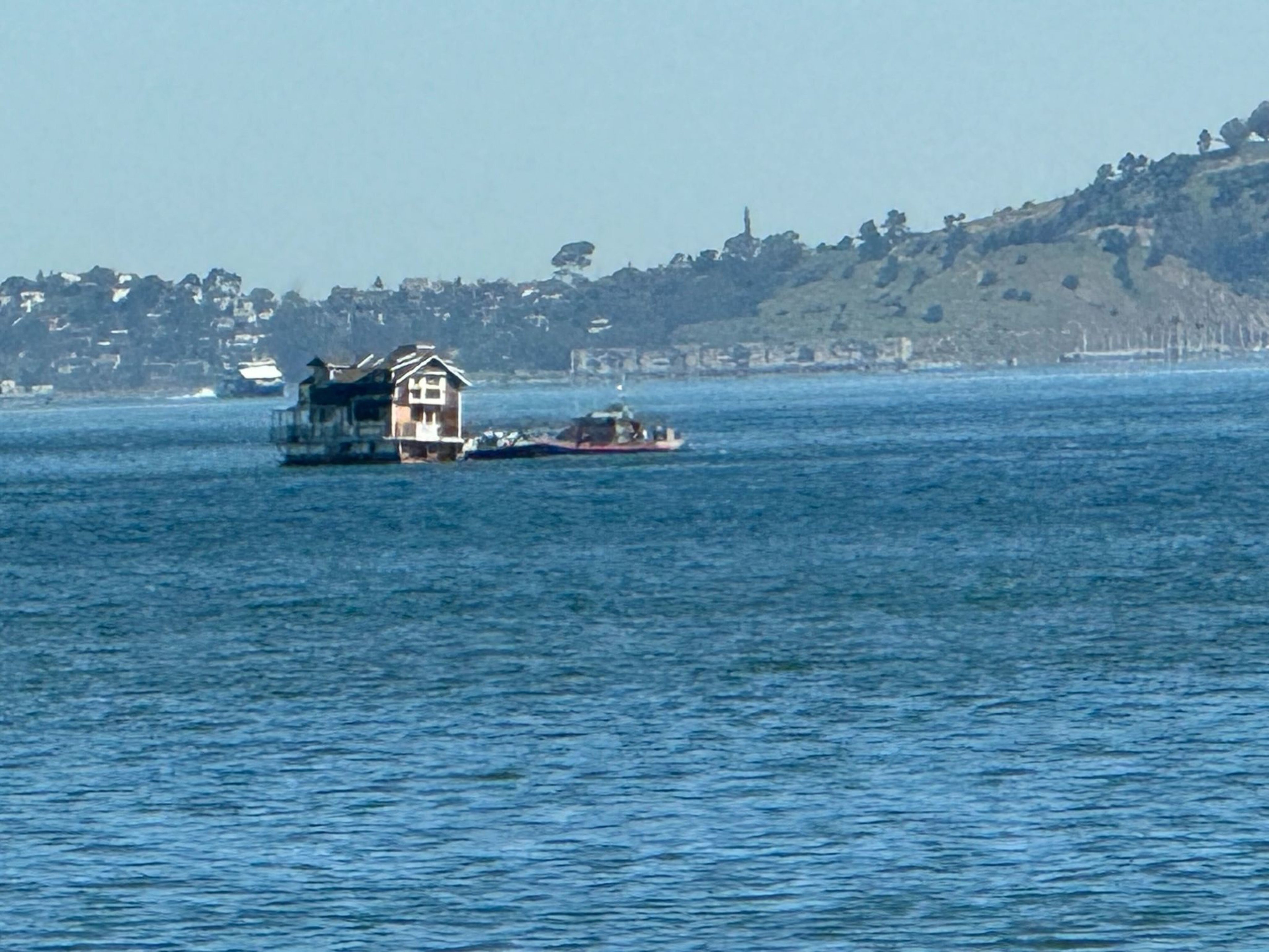 A houseboat in the bay.