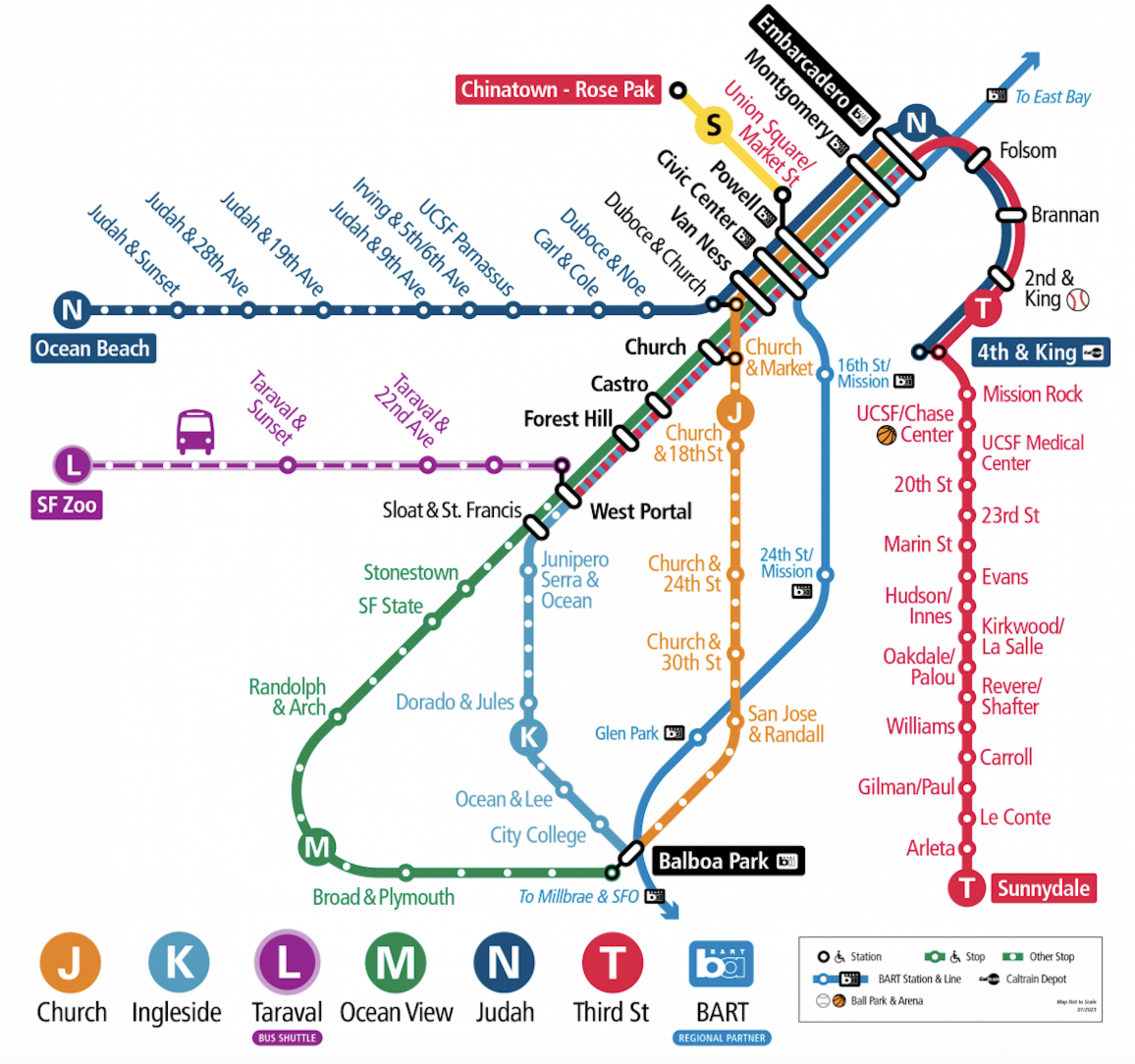 A map of San Francisco Muni routes.