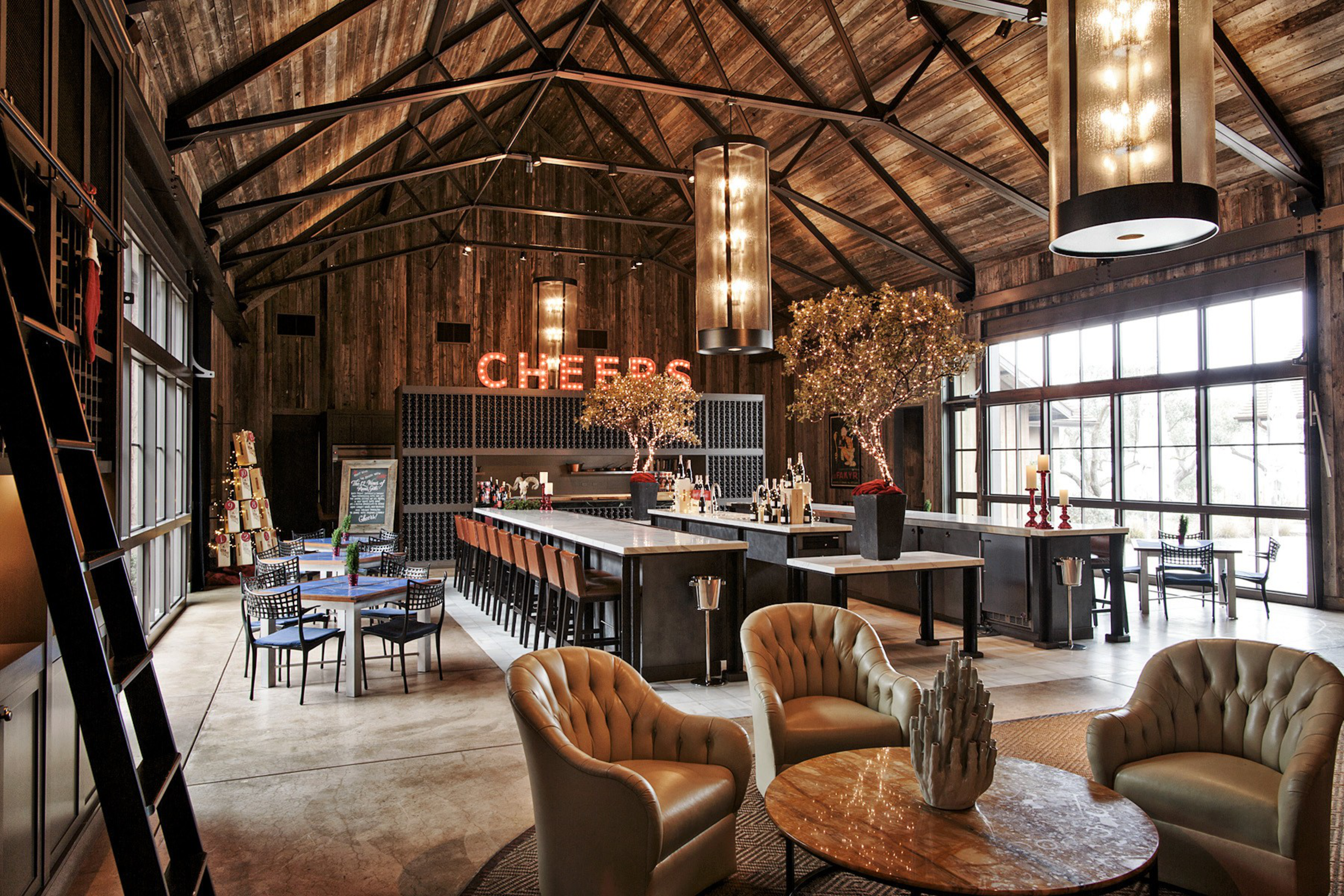 The tasting room at Ram's Gate winery is decked out for the holidays.